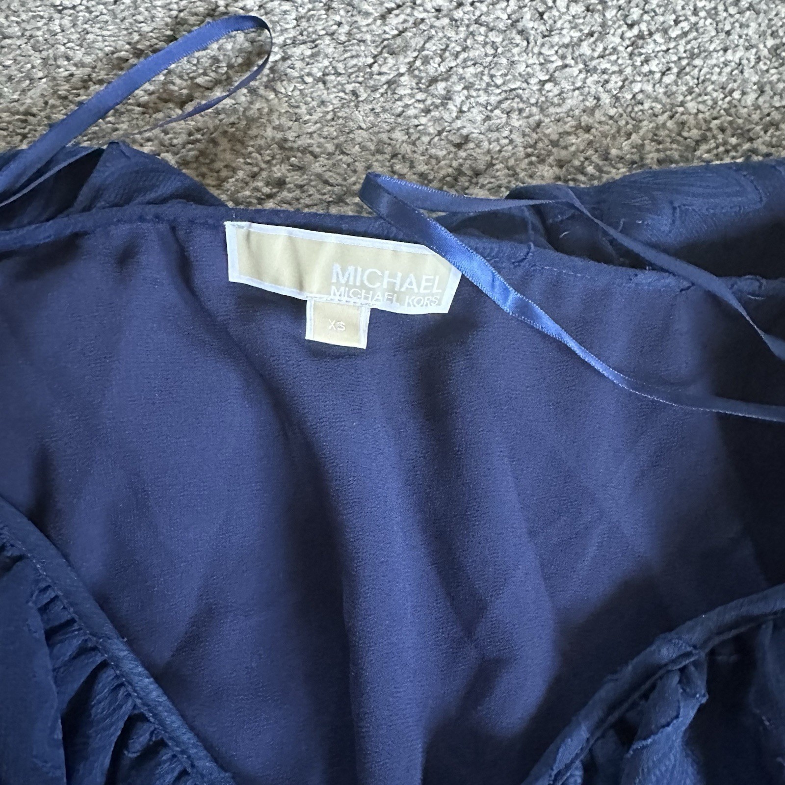 Michael Kors Navy Ruffle Dress Long Sleeve Mini Length Size XS