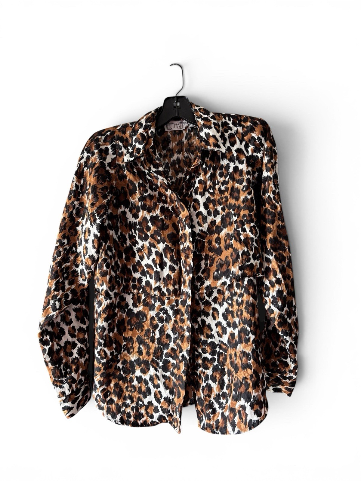 Vintage Bethany Leopard Print Blouse Women’s 18×26 Animal Print Button Front Top