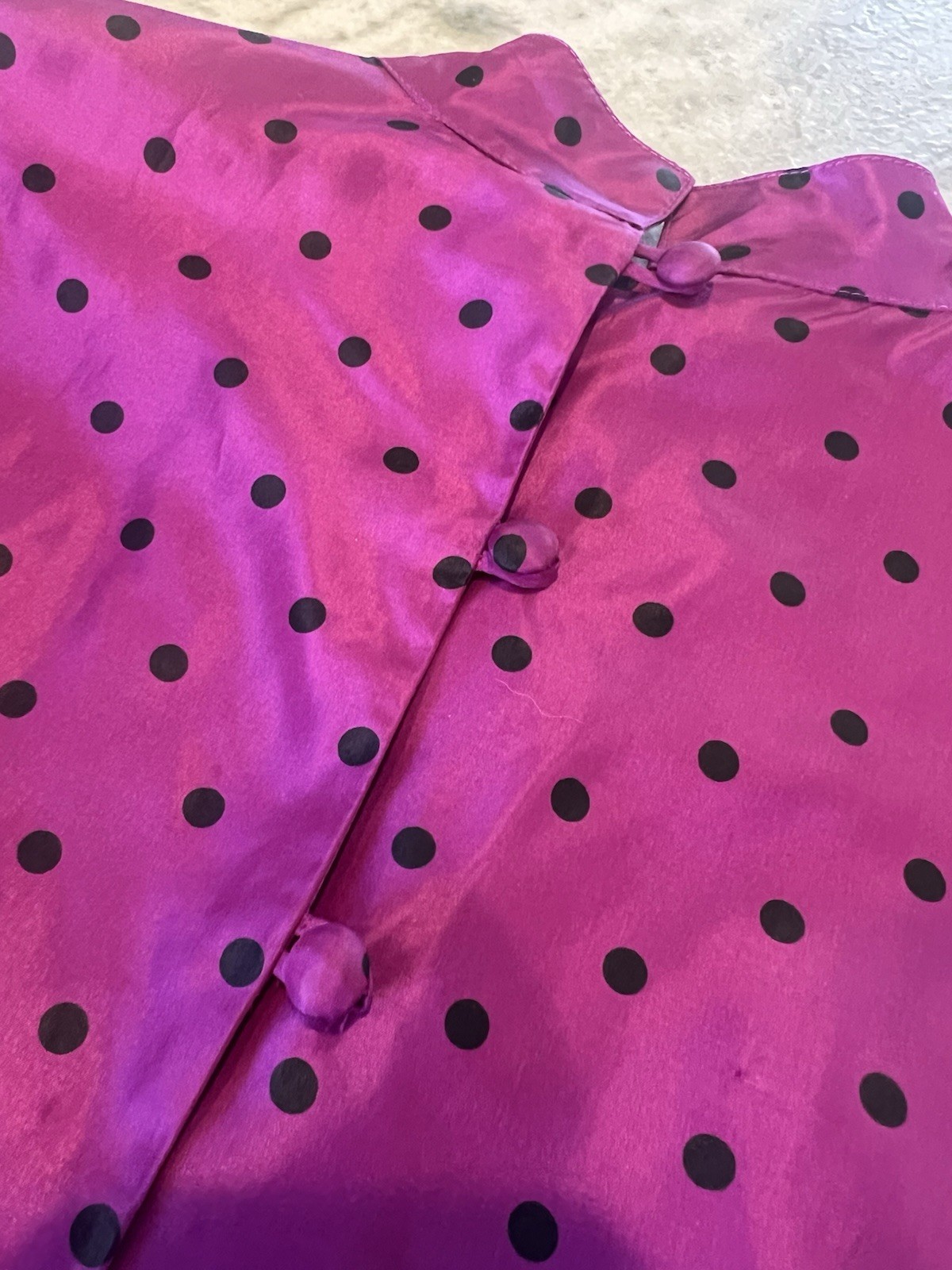 VTG 80s Willi Smith WilliWear 6 Taffeta Dress Purple Black Polkadots Pouf Skirt