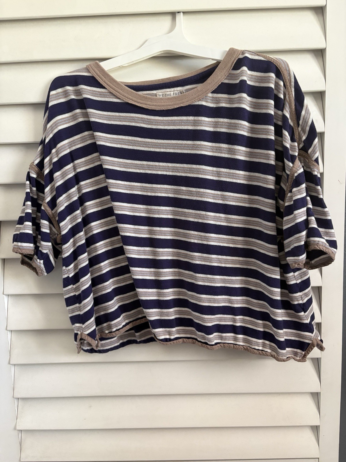 Free People Navy And Cream Striped Top Size L