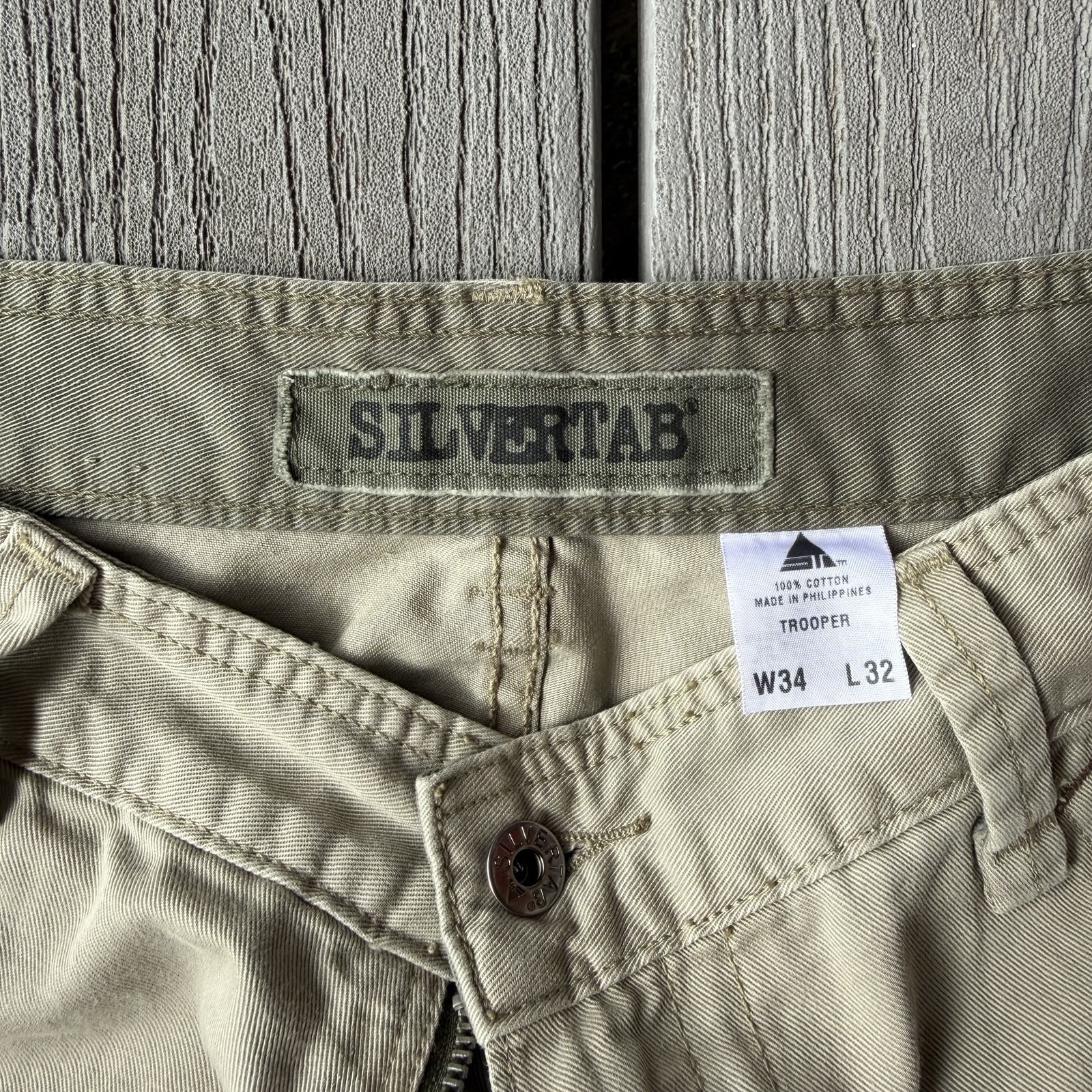 Levi’s Silvertab Men’s Cargo Pants Beige Relaxed Straight Twill Cotton 34×32