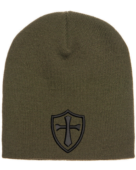 Crusader Cross Military Logo Embroidered Beanie with or without Cuff