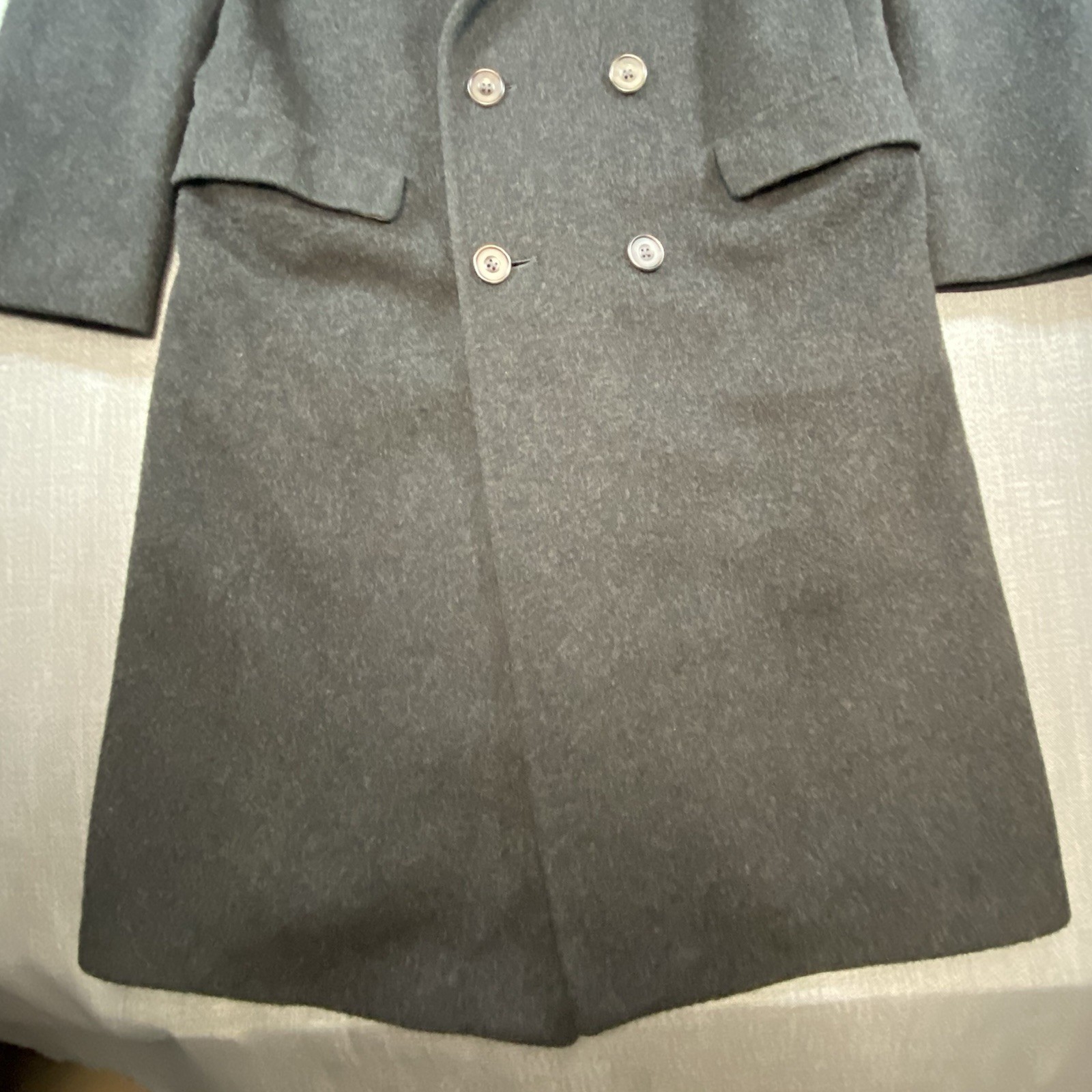 EVAN PICONE Double Breasted Full Length WOOL Blend Men’s Coat w/ SATIN Liner