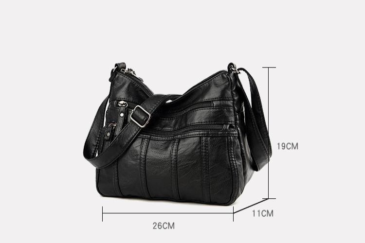 Women’s Soft Leather Crossbody Bag, 2025 Retro Multi-pocket Shoulder Handbag