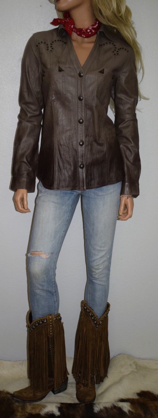 DOUBLE D RANCH Daughtry Leather Shirt Jacket Large