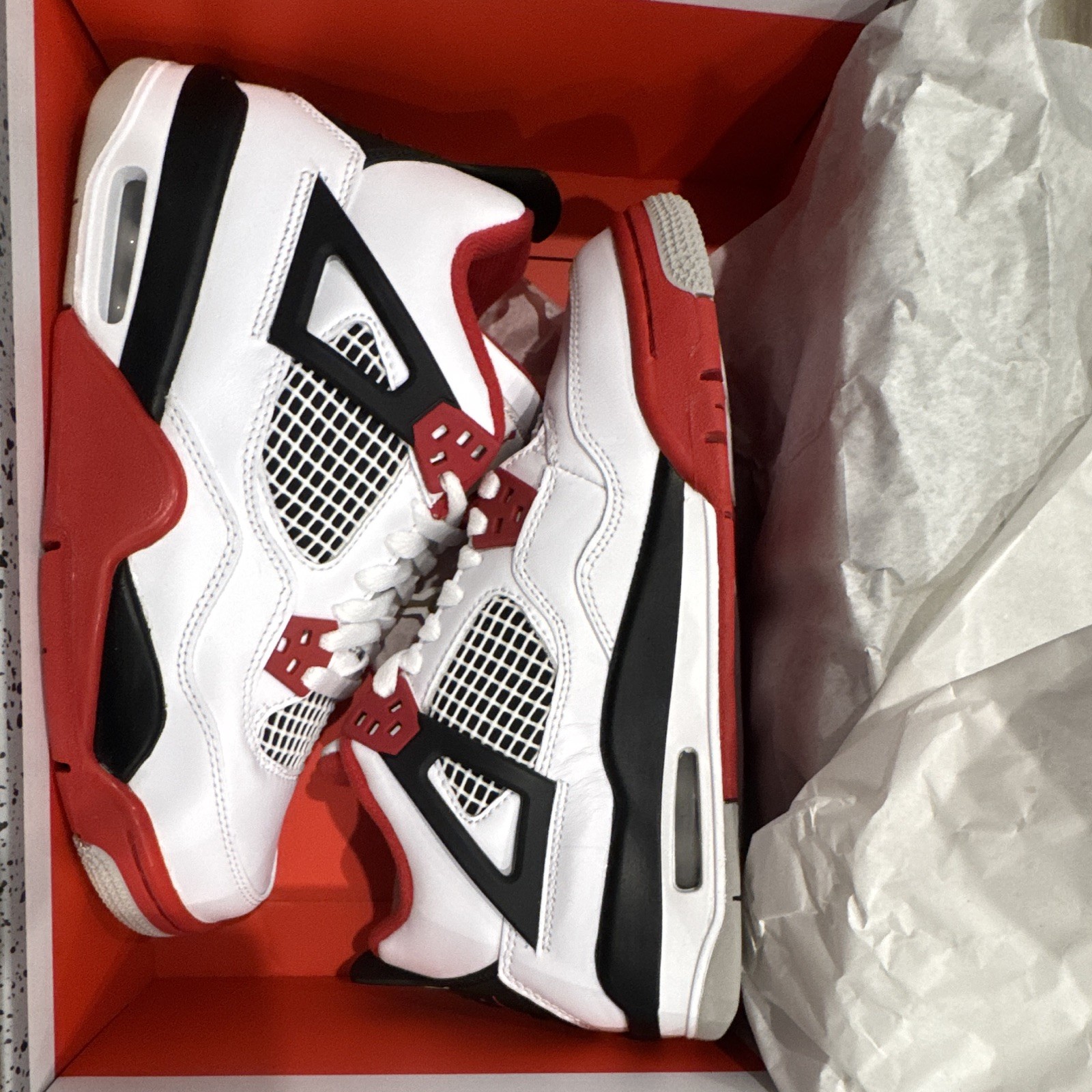 Jordan Air Jordan 4 Retro (GS) Kids 6Y White/Red/Black/Gray 408452-160