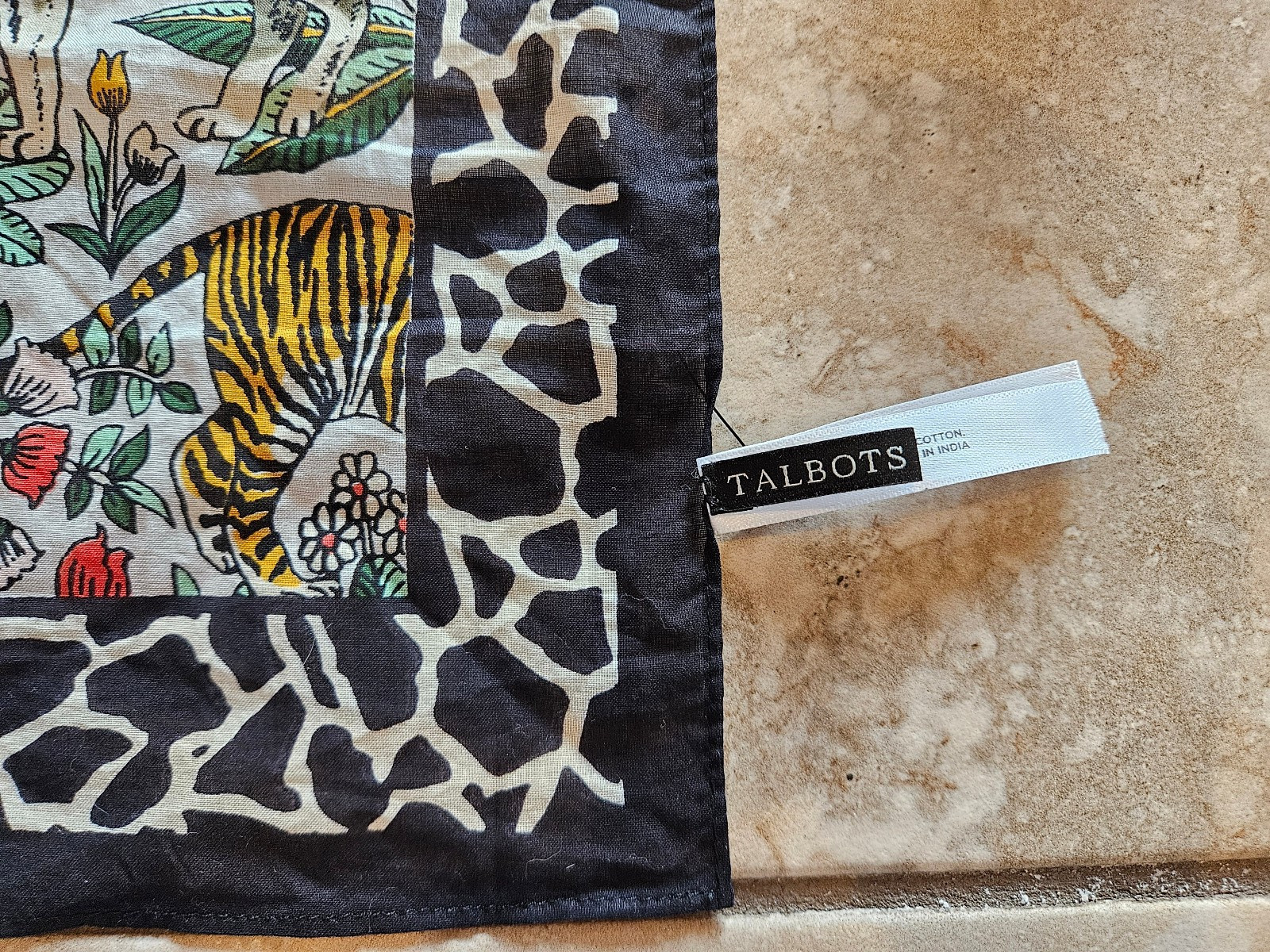 TALBOTS New with Tag Animal Print 100% Cotton Scarf 21”X 22″
