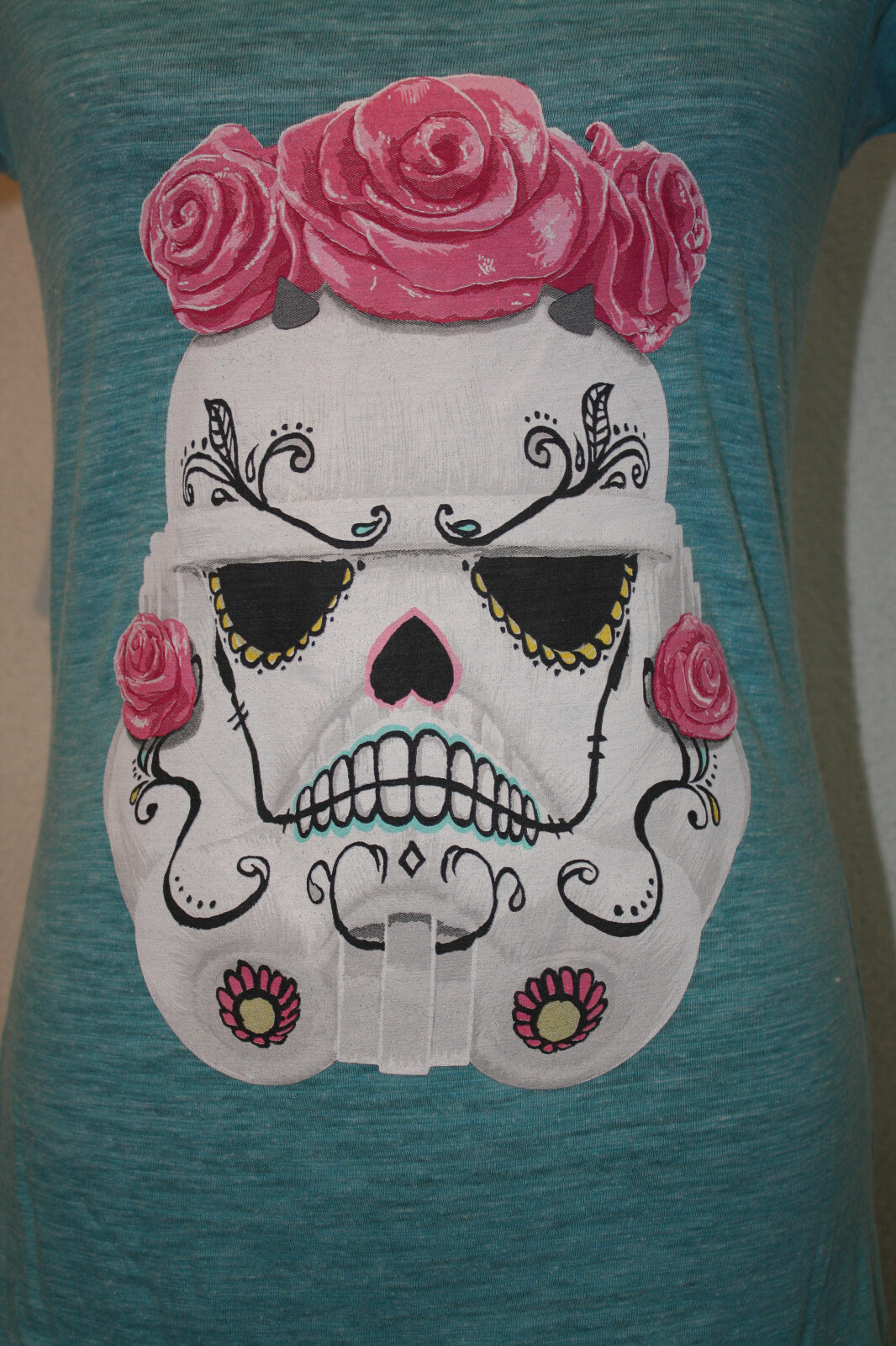 Disney Store Star Wars Sugar Skull Heather Turquoise T Shirt Asian Issue Sz S