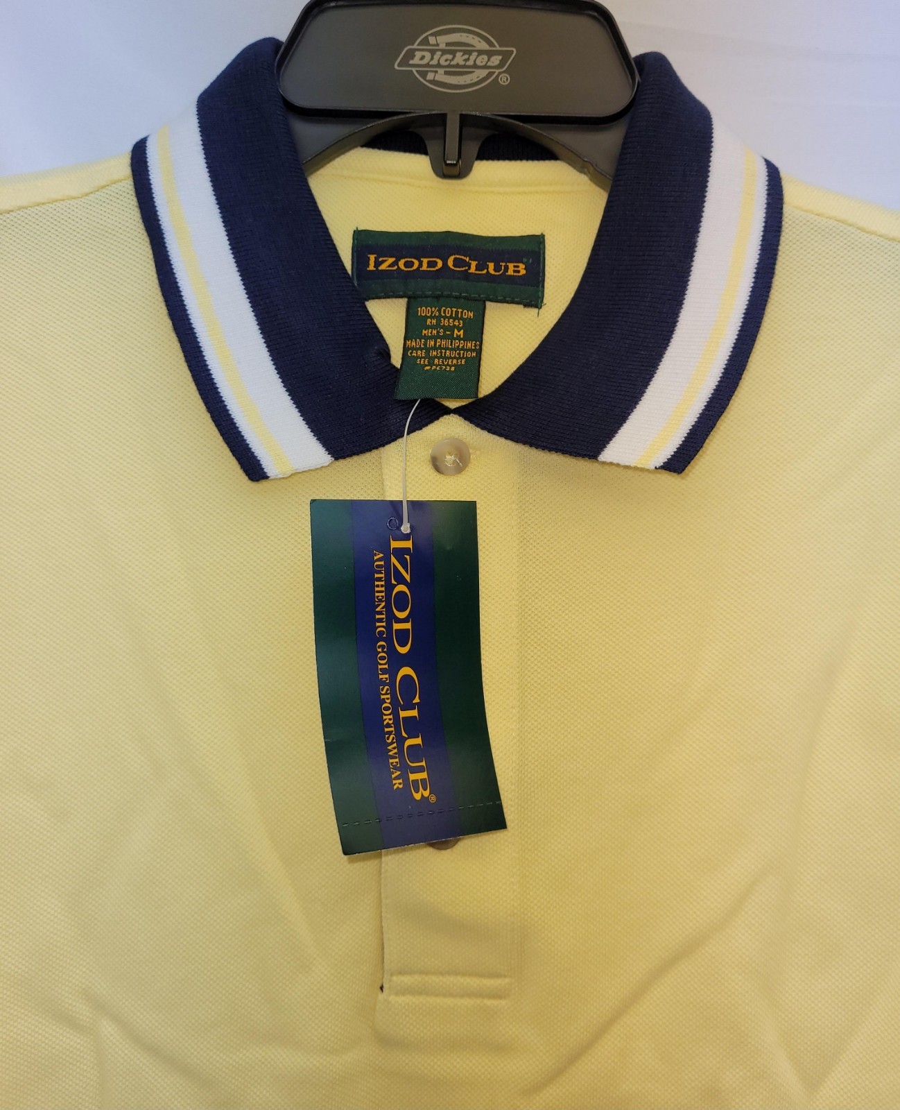 NOS NIP Izod Club Men’s Medium Polo Shirt Sun Yellow 100% Cotton Golf