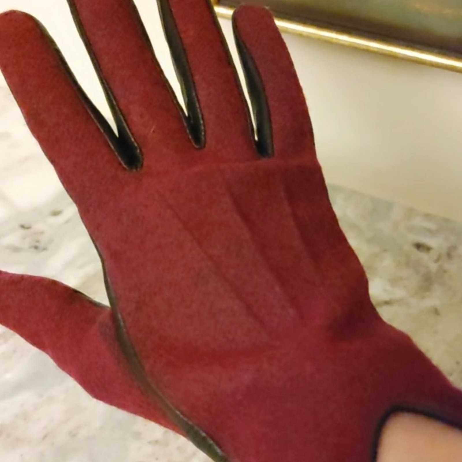 Vintage Eddie Bauer Wool and Leather Gloves Size L
