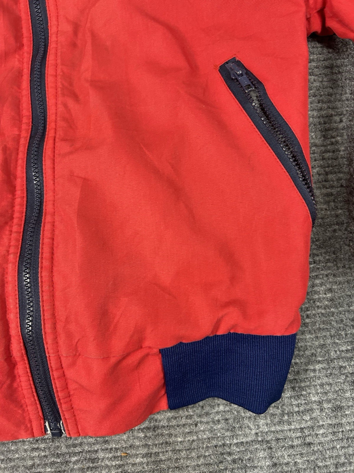 VTG Sportsmaster Jacket Mens L Red Fleece Lined Bomber USA Made Workwear READ