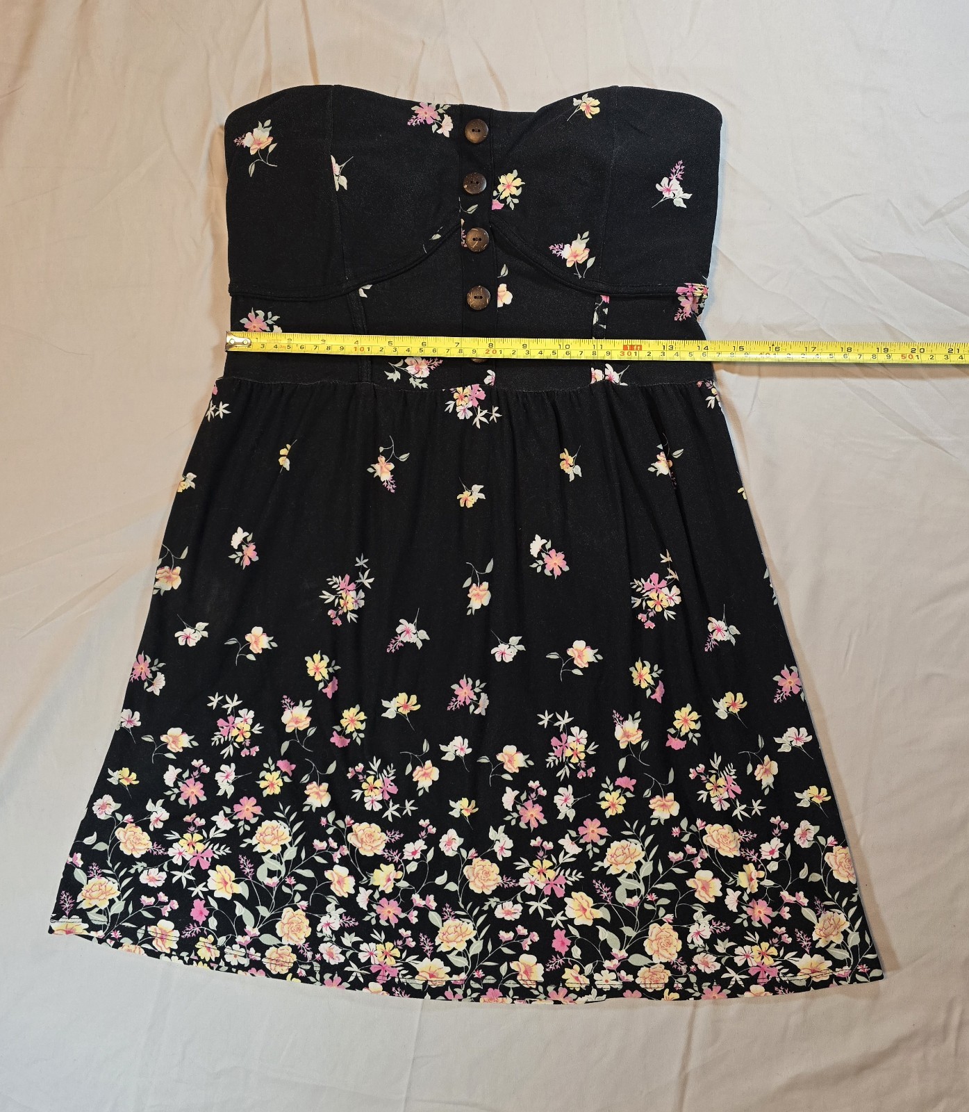 No Boundaries Floral Strapless Button Front Juniors L 11-13 Y2K Style Aesthetic