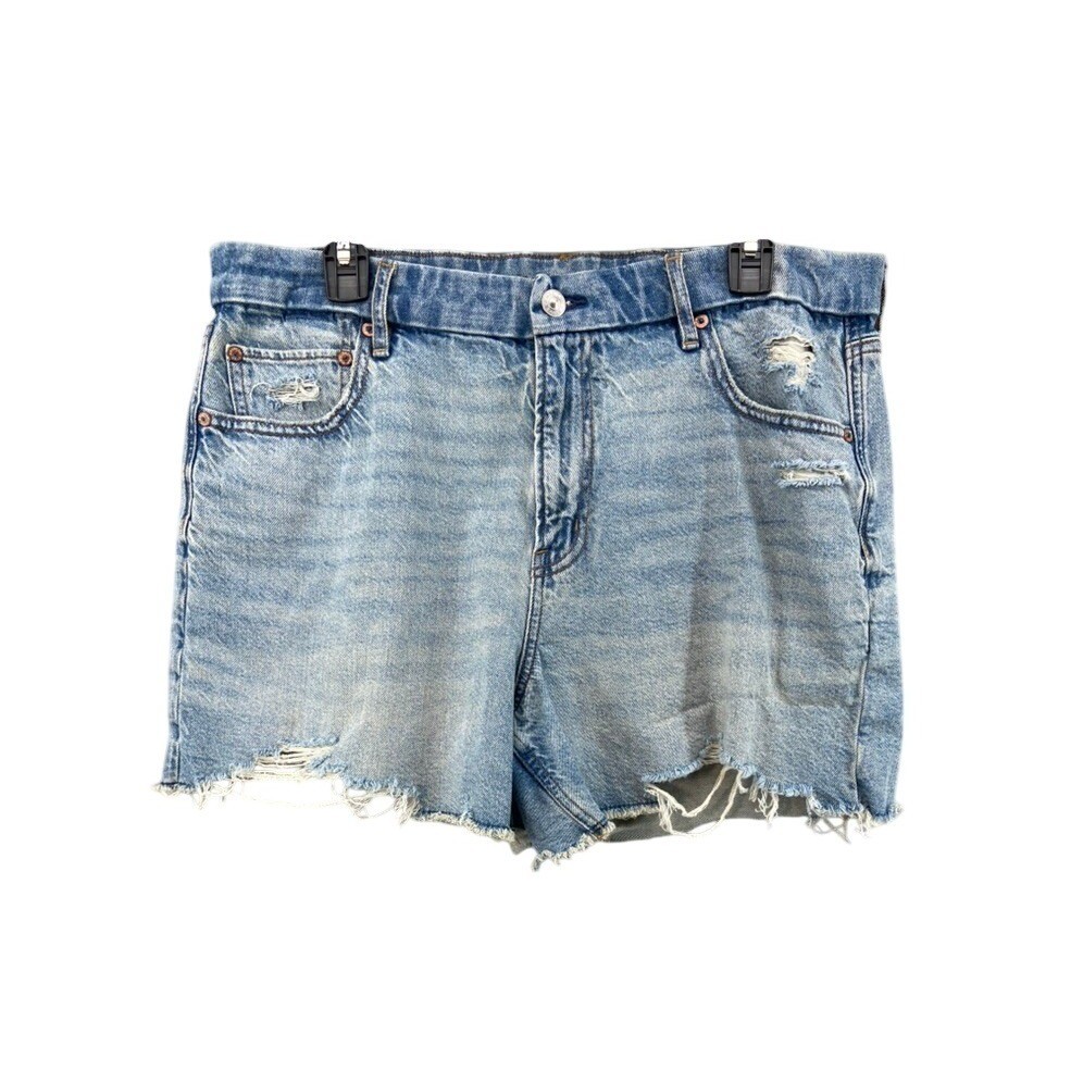American Eagle Shorts Womens Sz 16 Curvy Relaxed Blue Distressed Strigid Cutoffs