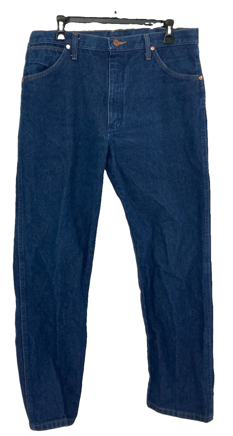 Men’s Wrangler Cowboy Cut Original Fit Jeans 13MWZ Dark Wash Blue Size 36×30