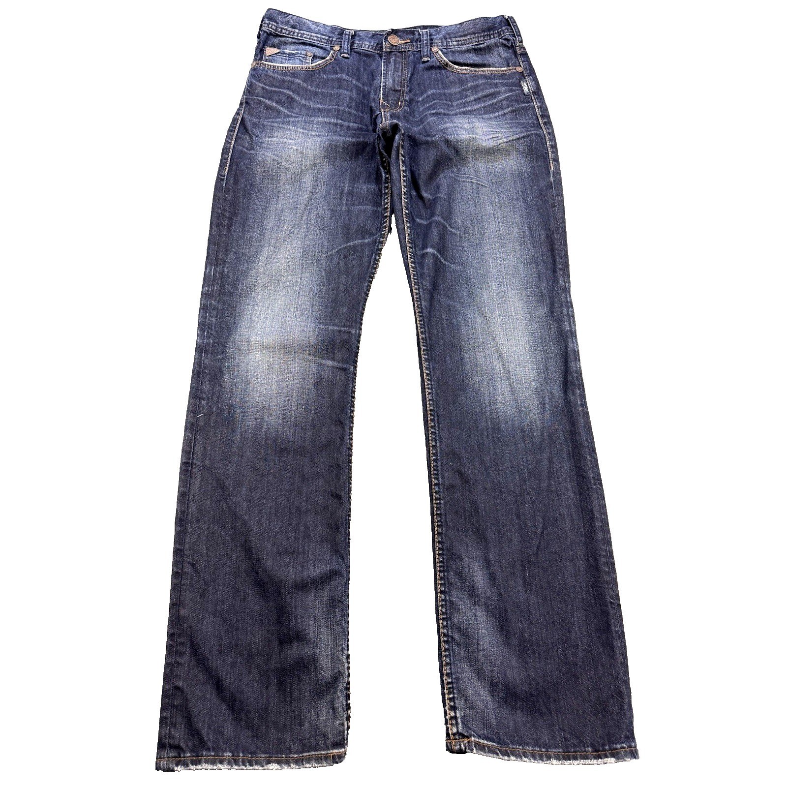 Silver Grayson Selvedge Jeans Men 33×34 Blue Straight Whisker Distress Denim