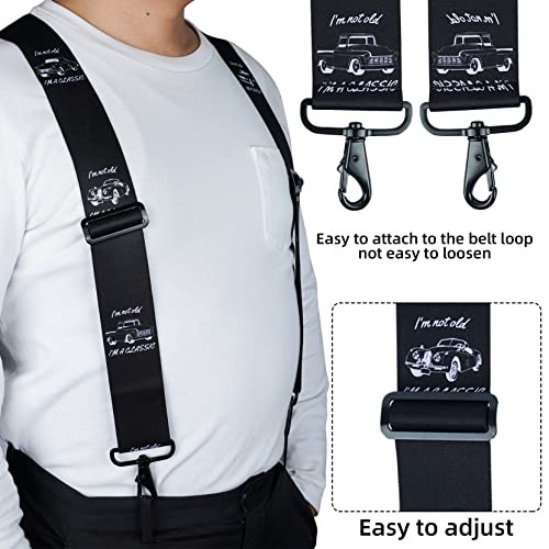 Men’s Suspender 1.5/2 Inch Wide Suspenders Full Elastic X 2 inch Classic Car