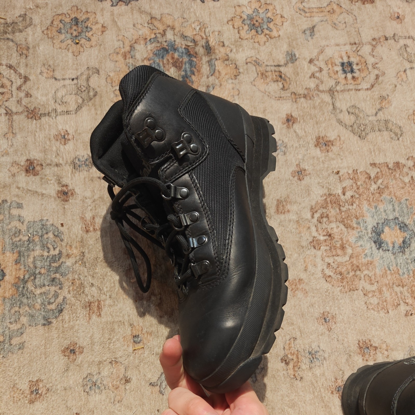 Timberland Euro Hiker Boots Black Leather Men 9.5 Style 56038