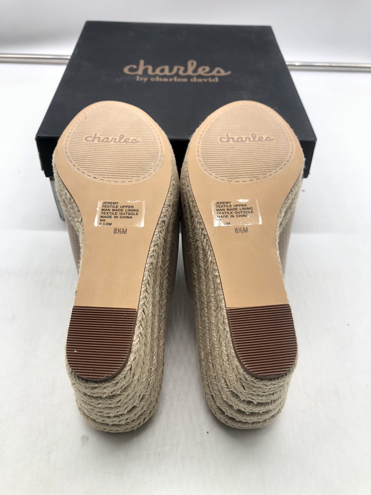 CHARLES BY CHARLES DAVID Jeremy Espadrille Platform Wedge Sandal Size 8.5 M *