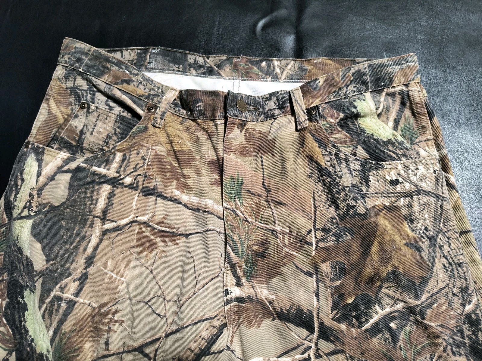 Wrangler Mens Camo Pants Real Tree Double Knee Hunting Fishing VTG 38×32