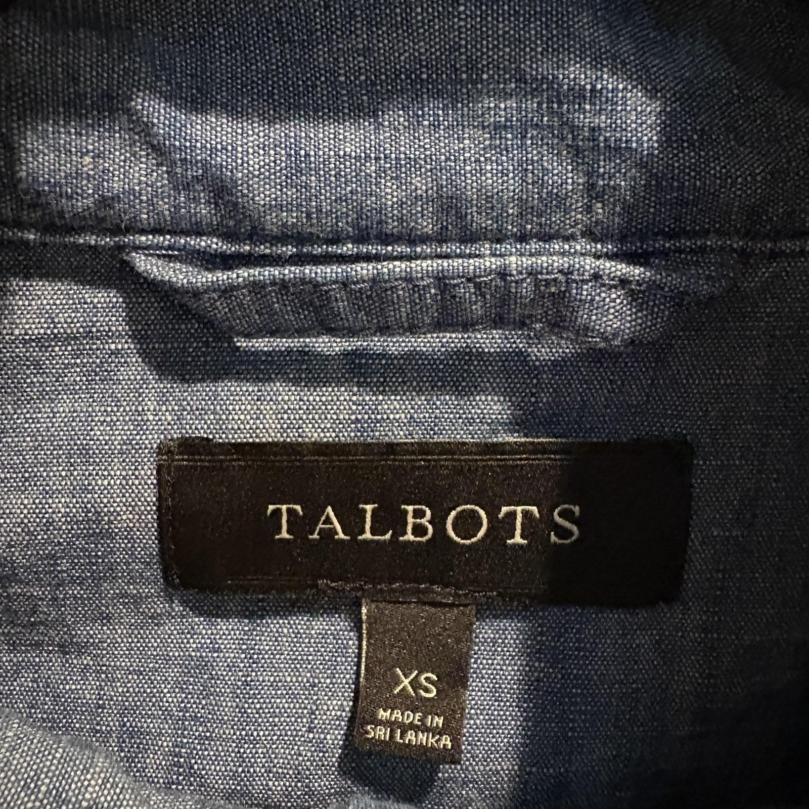 Talbots Womens XS Blue Chambray Jacket Utility Military Safari Drawstring