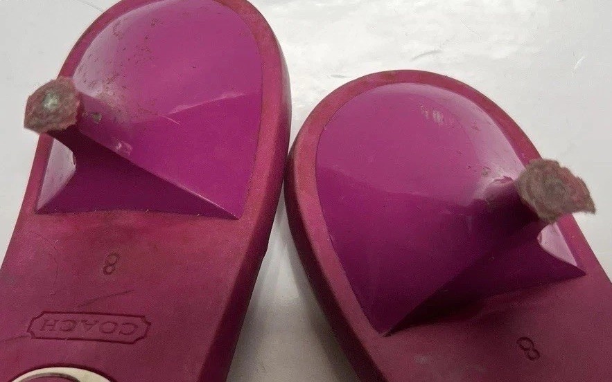 VTG Y2K Coach SCRIBBLE Signature Jelly Pink Kitten Heel Slip On Sandals Size 8