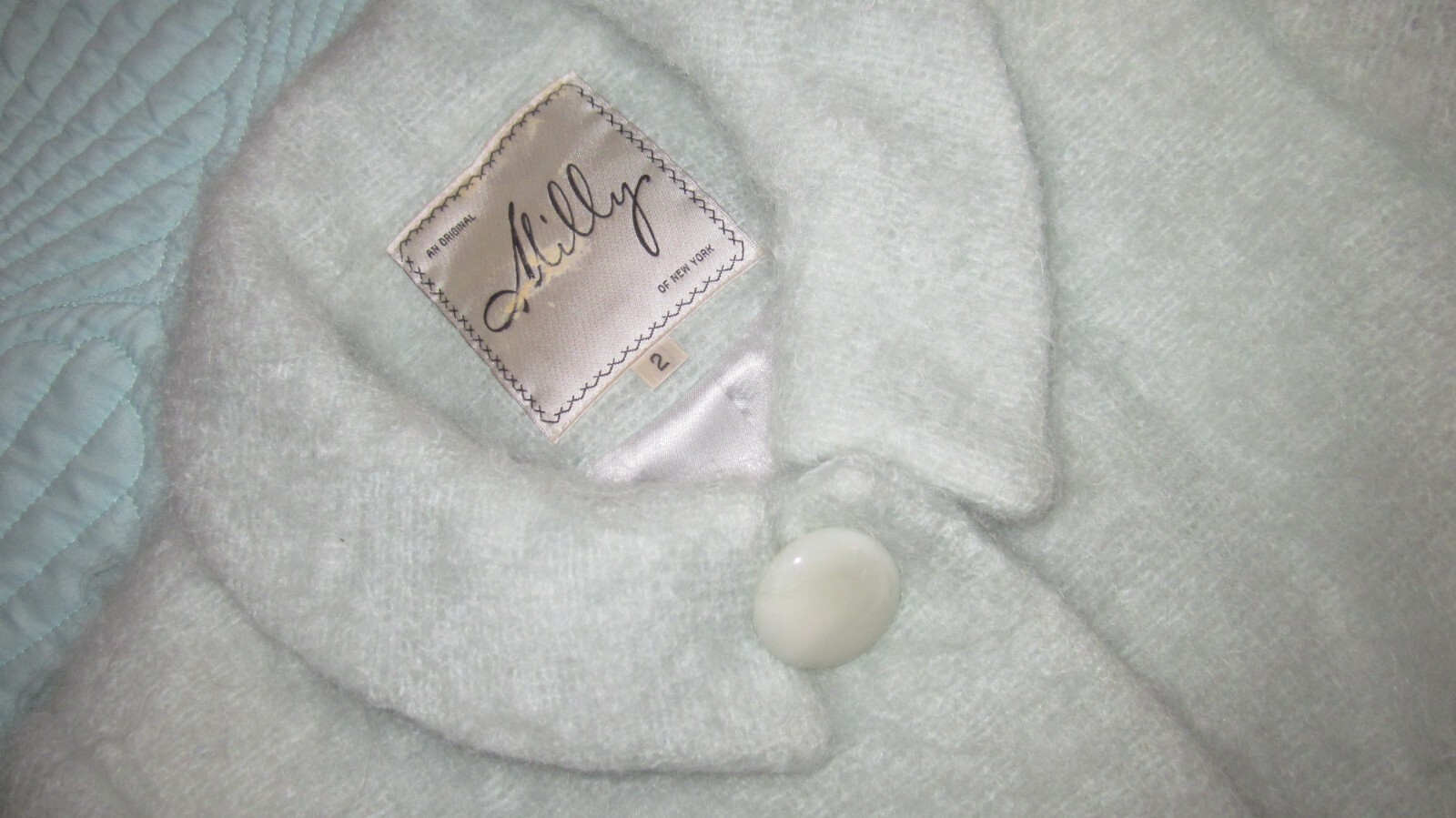 Milly New York Fresh light Mint Green Mohair Wool 3/4 sleeve Jacket Sz 2