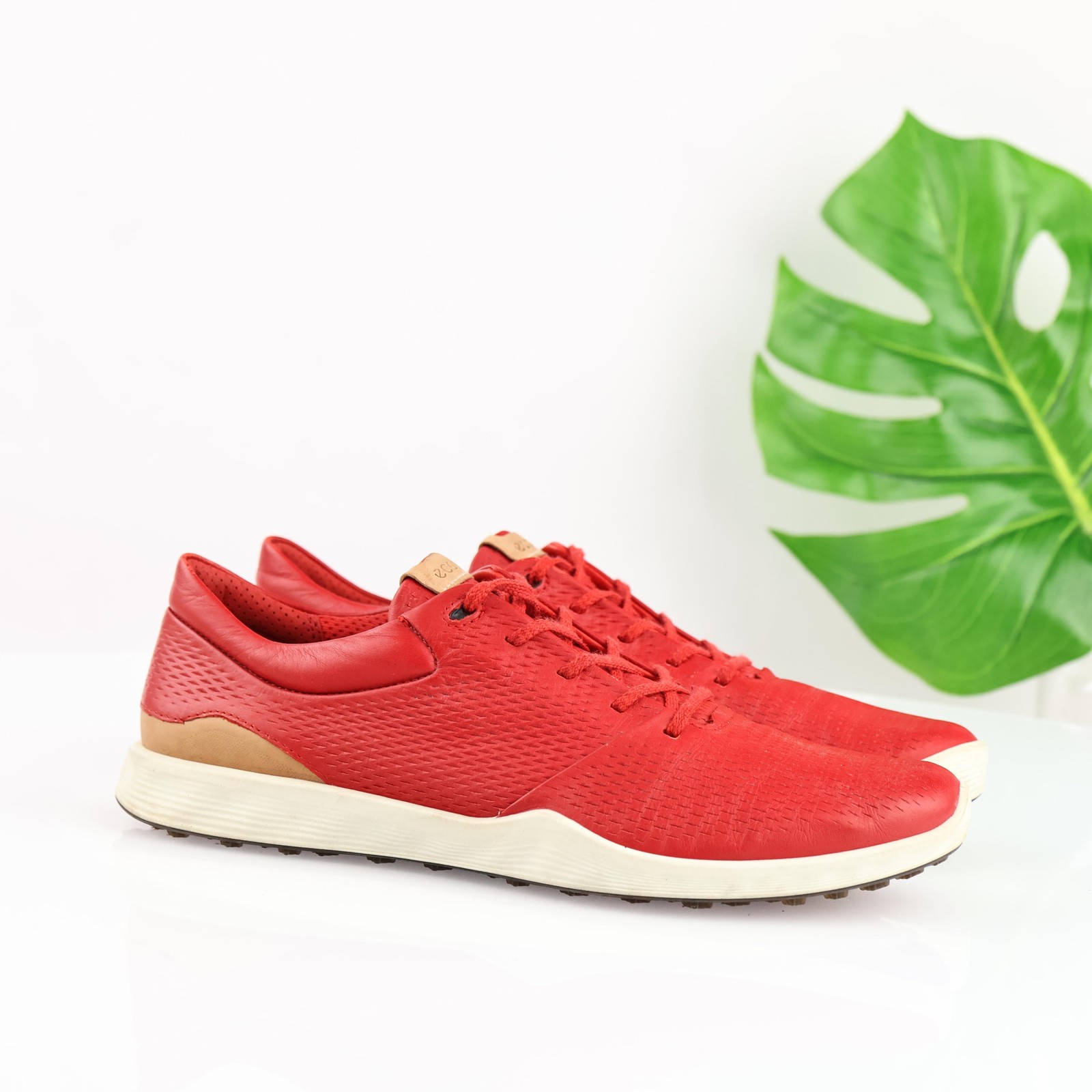 ECCO Womens S-Lite Golf Shoe Size 41 10 Waterproof Red Leather Spikeless Sneaker