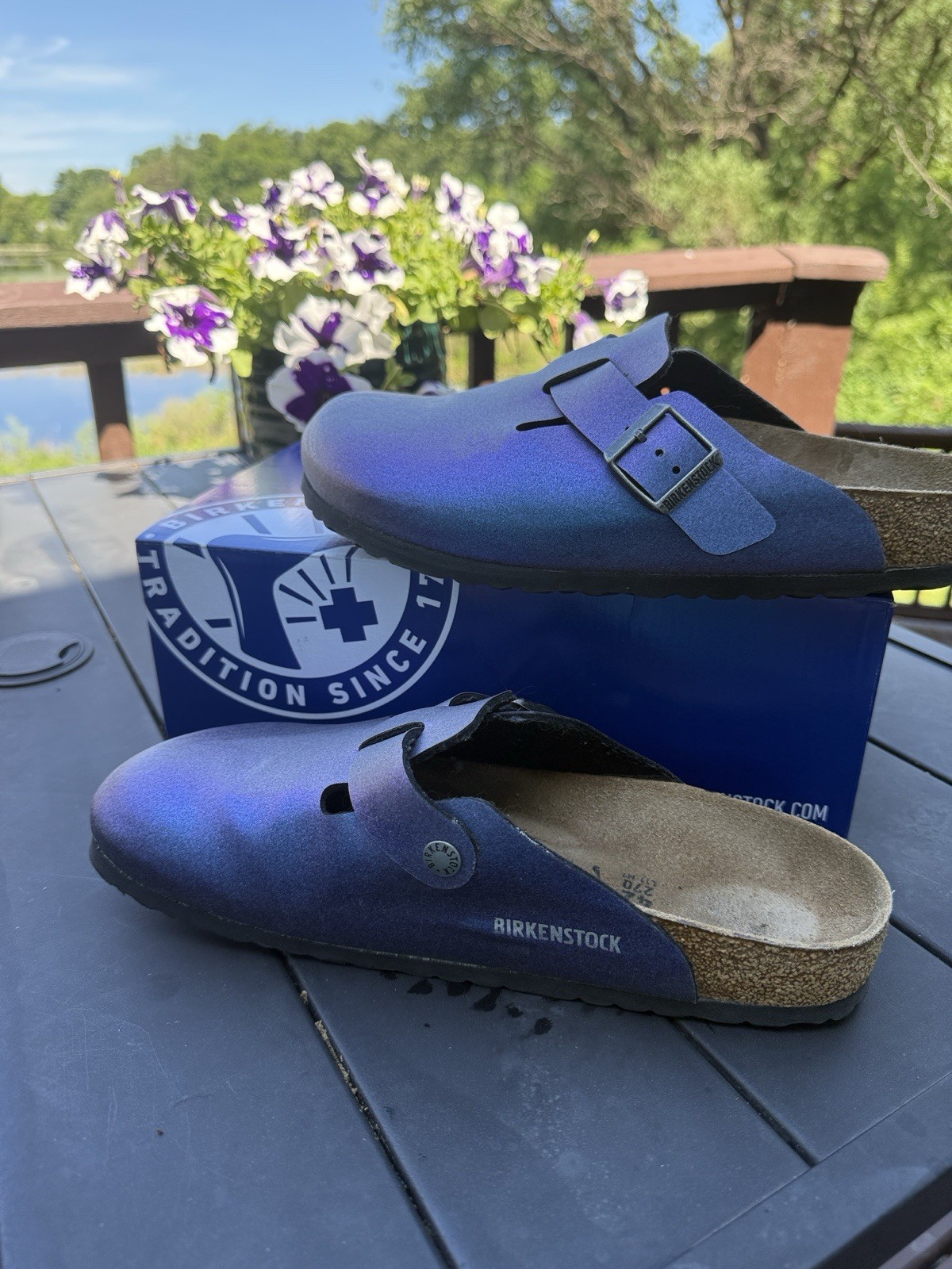 Birkenstock Boston Metallic Purple Iridescent Closes Size 42 11 N