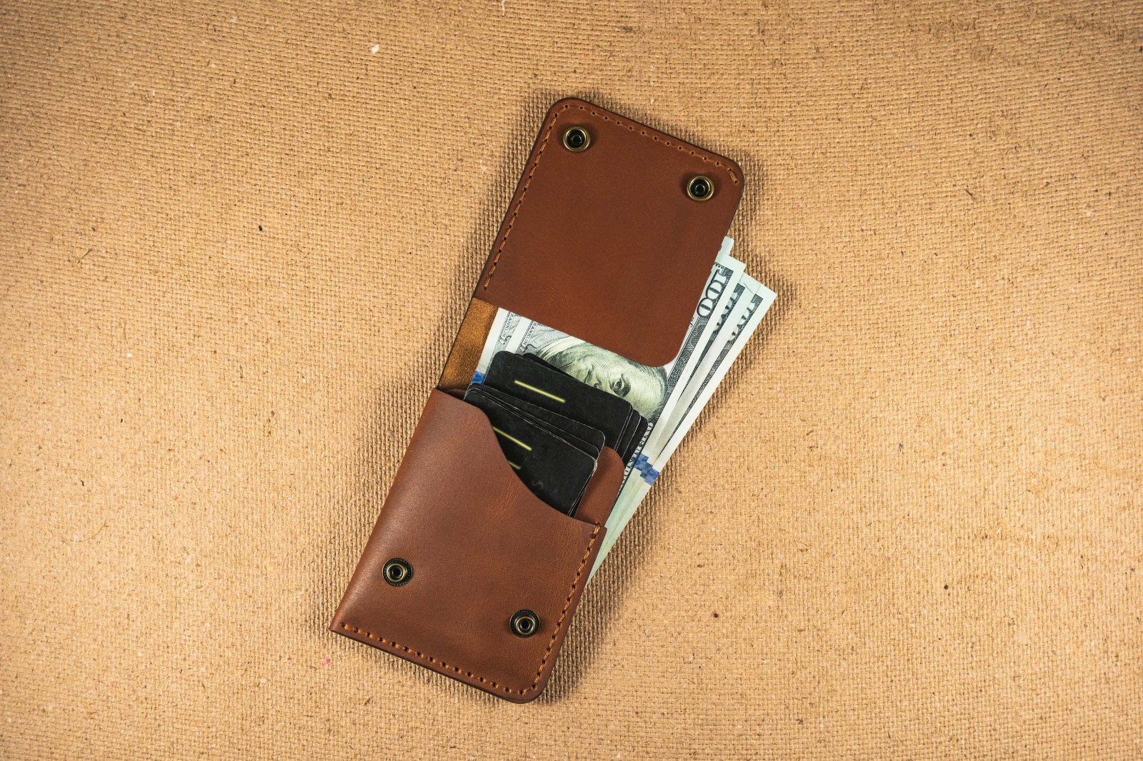Leather Flap Wallet for Men Handmade Full Grain Classic Wallet Gift For Husband