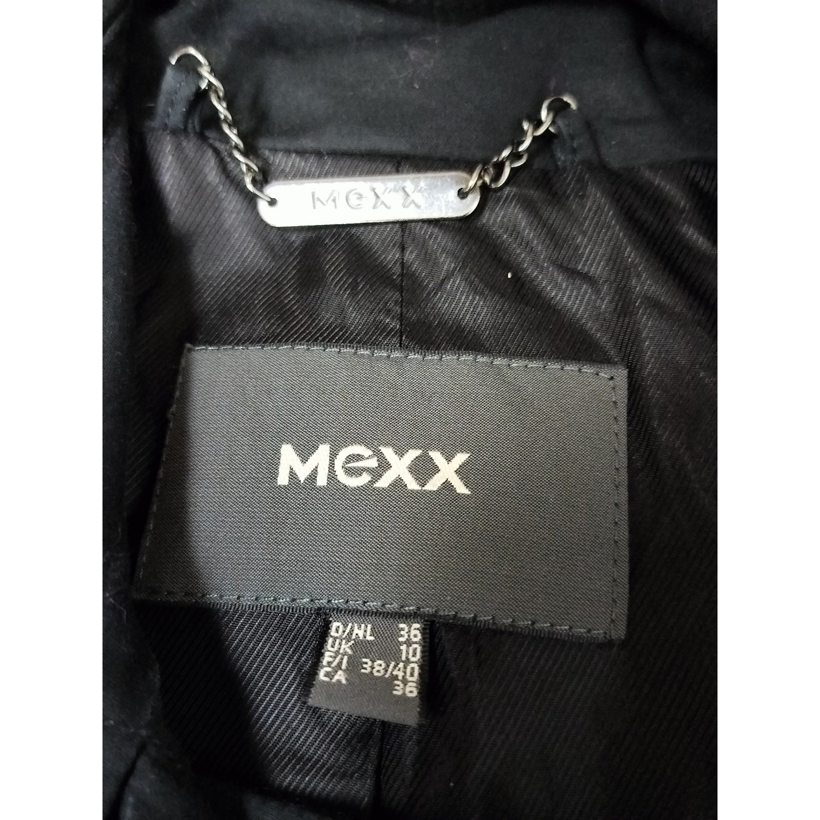 Mexx Double Breasted Cotton Trench Coat Womens 36 Black Belted Convertible