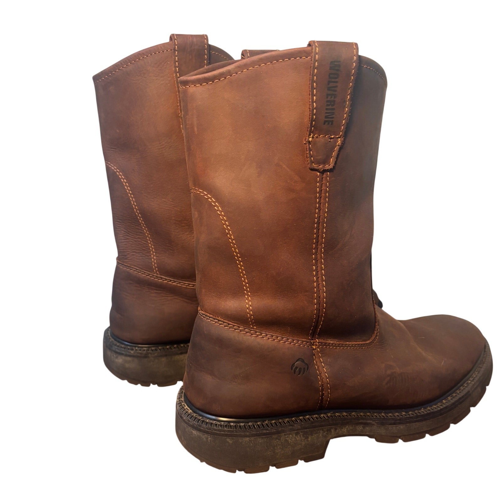 Wolverine Wellington Boots 12M Brown Mens Leather Work Western Pull On W04727