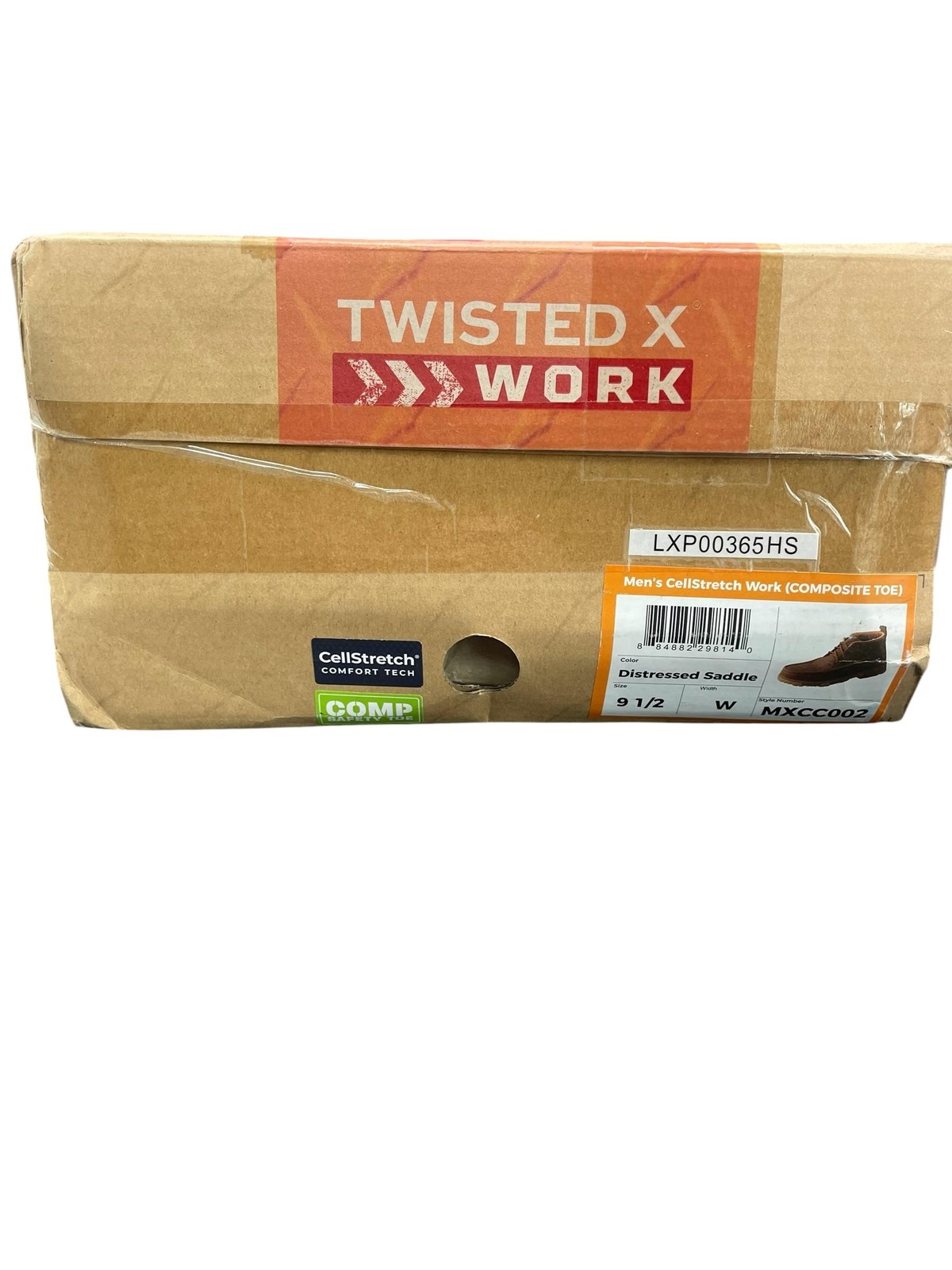 Twisted X Men Work Boot Safety MXCC002 CellStretch Distressed Saddle Size 9.5 W