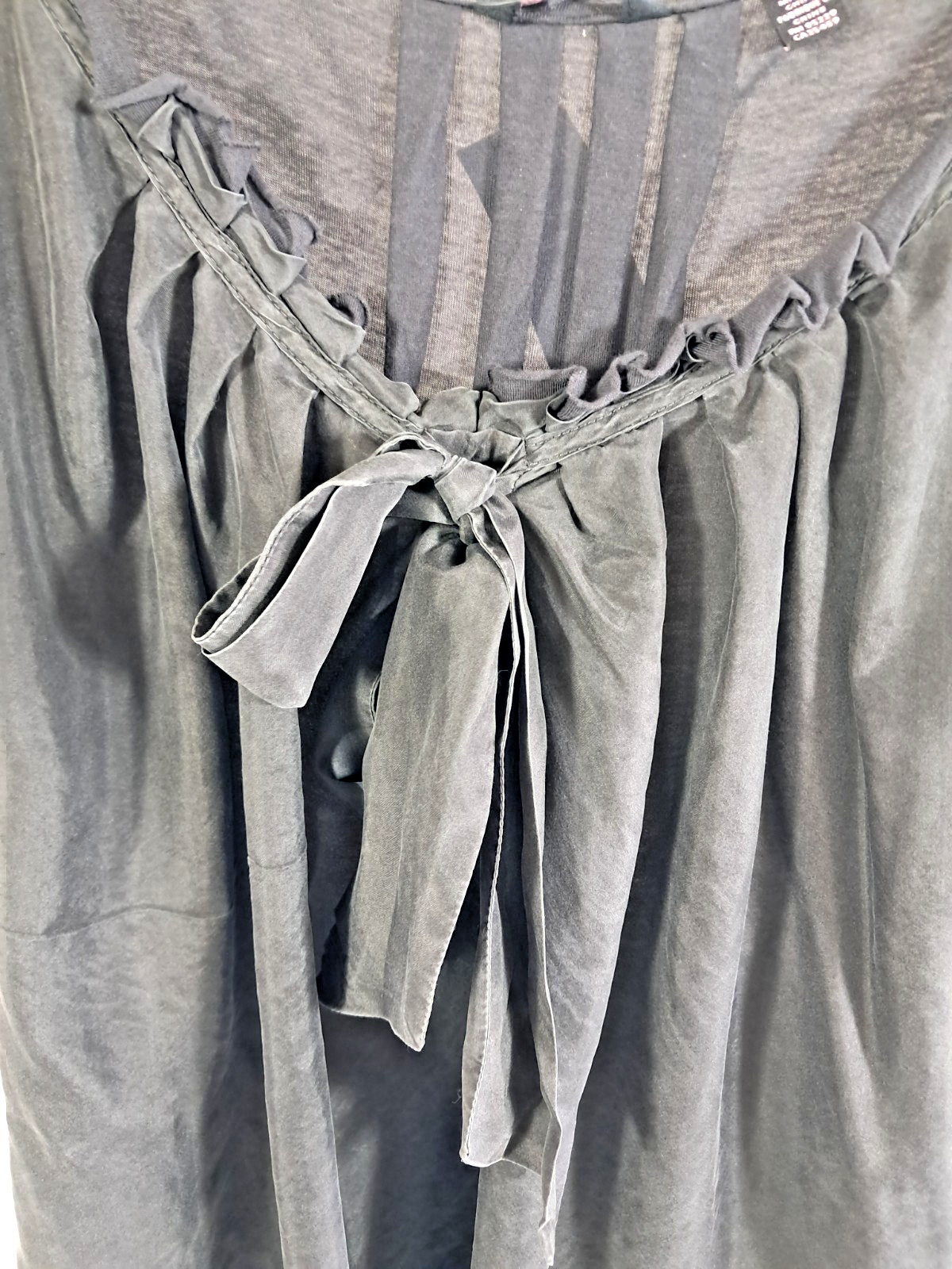 Ted Baker Dark Charcoal Grey Silk Top with Tie, Size 3 (UK 12)