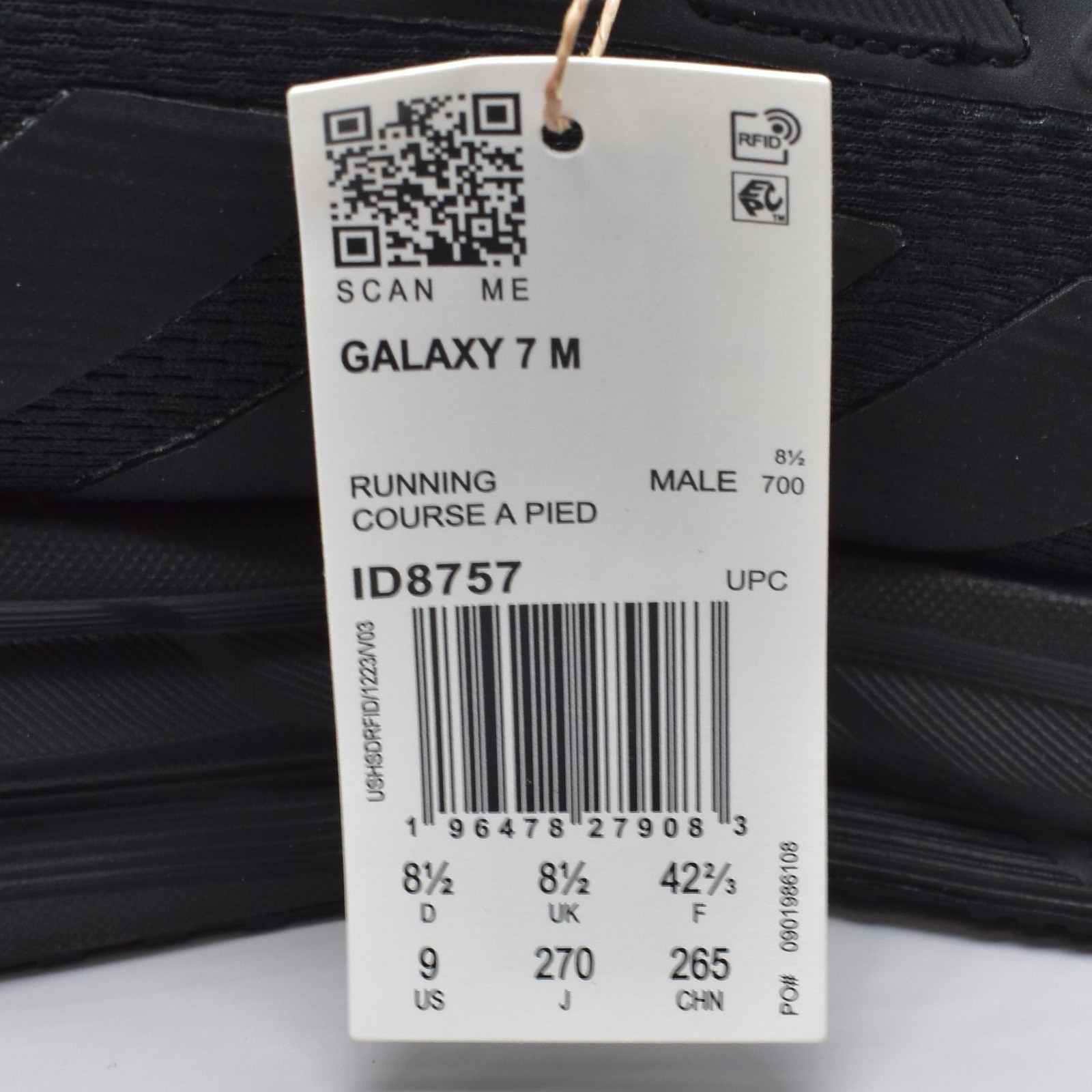 Adidas Galaxy 7 Running Shoes Men’s Size 9 Triple Black Cloudfoam NWT ID8757