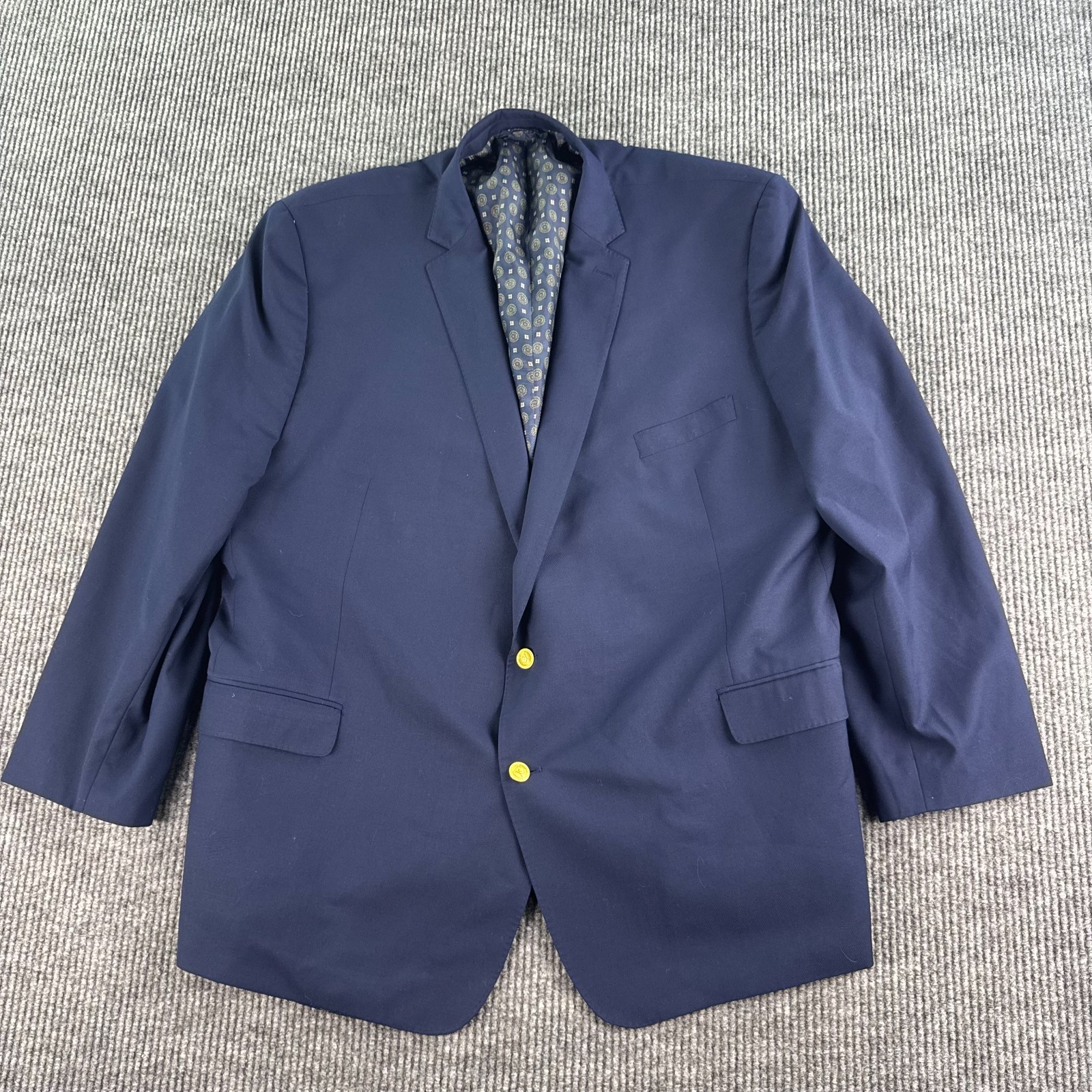 Ralph Lauren Blazer 56 L Navy Wool Gold Button Logo Crest Premium Big Tall LRL