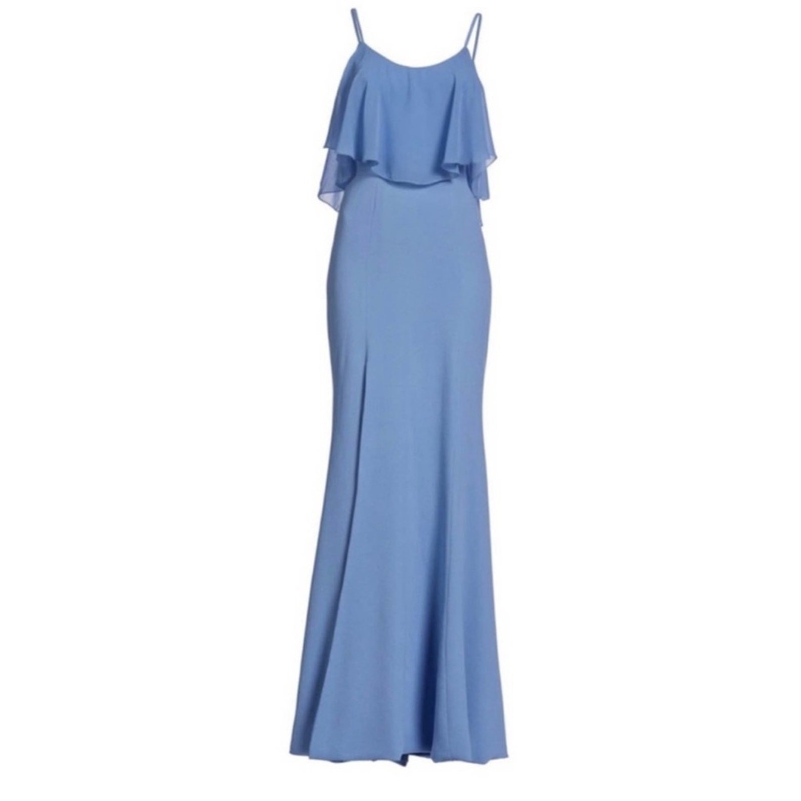 Dress The Population Diana Dress Size M Medium Front Slit Maxi Blue NWT