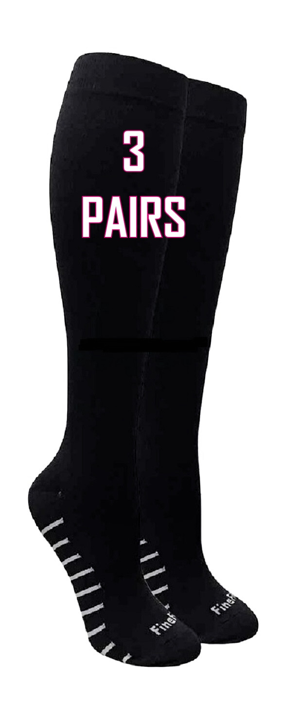 3 Pairs Mens Graduated Mild COMPRESSION 8-15 mmHg Over The Calf Black Socks