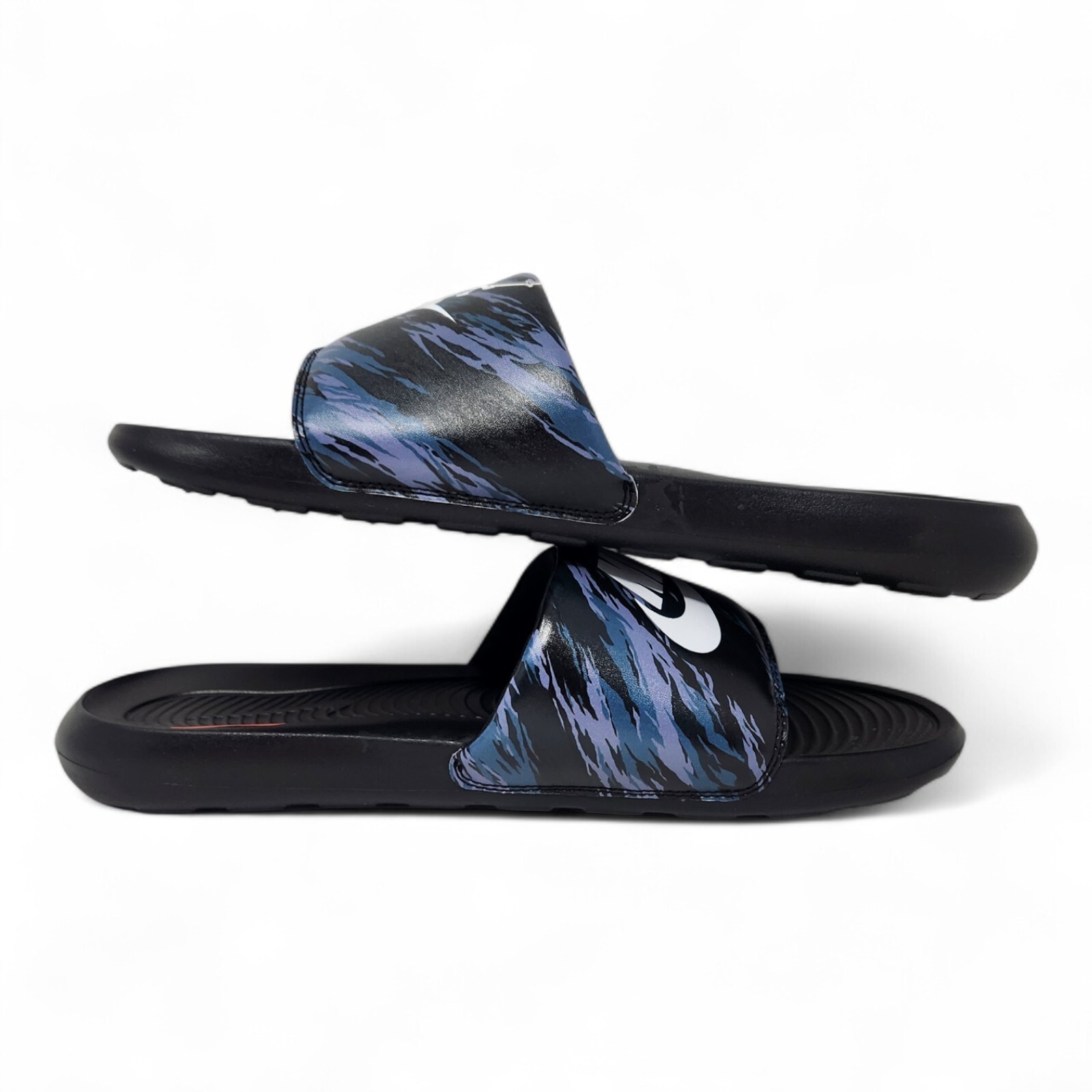 Nike Victori One Athletic Slides Men’s Sizes Black Pure Platinum Off Noir Camo