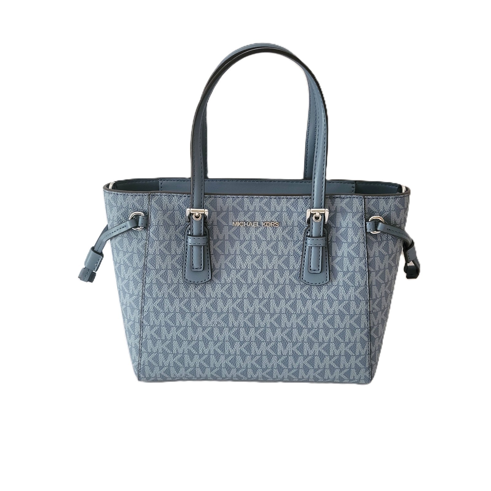 Michael Kors Voyager XS Convertible Top Zip Tote Crossbody Handbag MK Denim