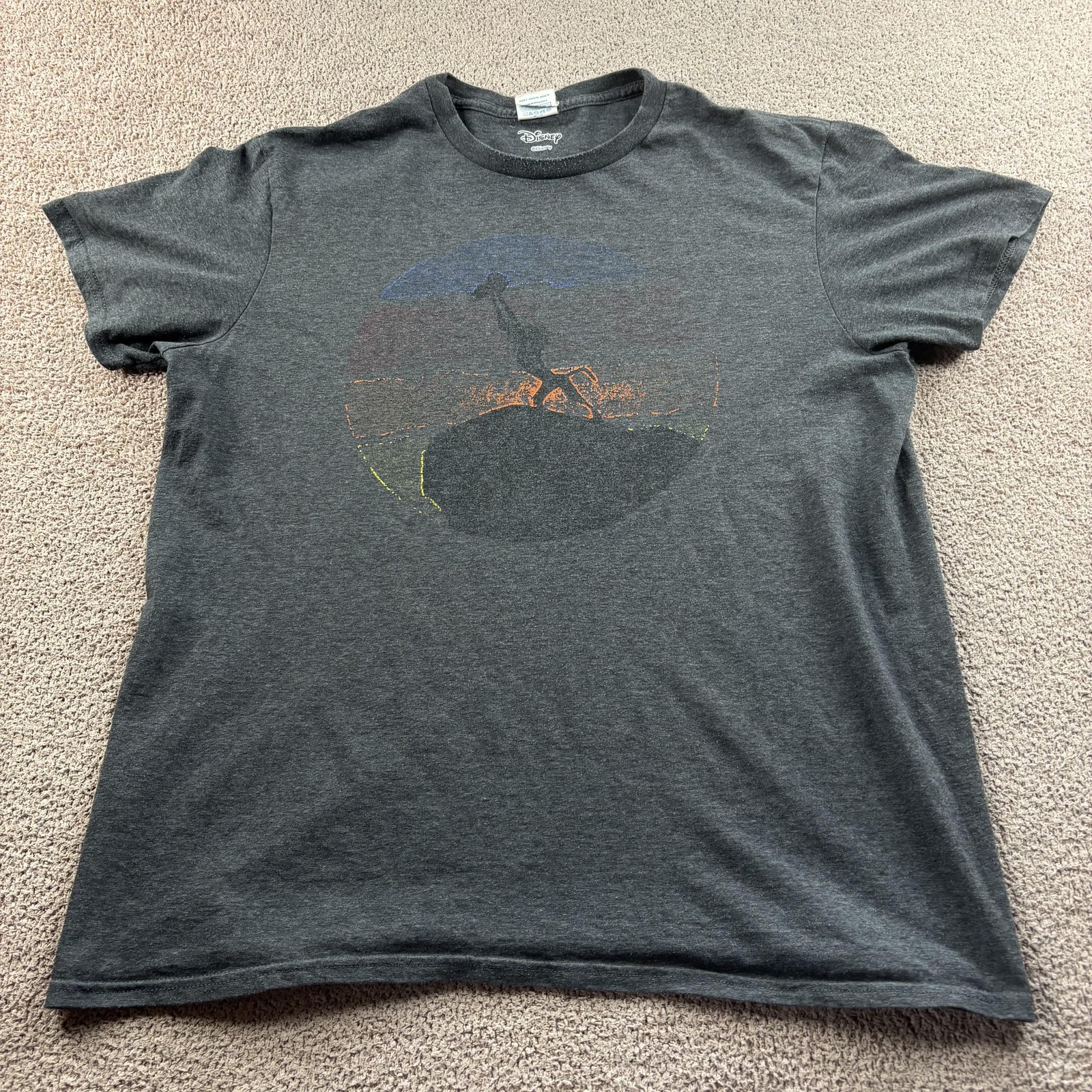 Disney Shirt Mens Large Gray Lion King Simba Sunset Circle Graphic Tee T-Shirt