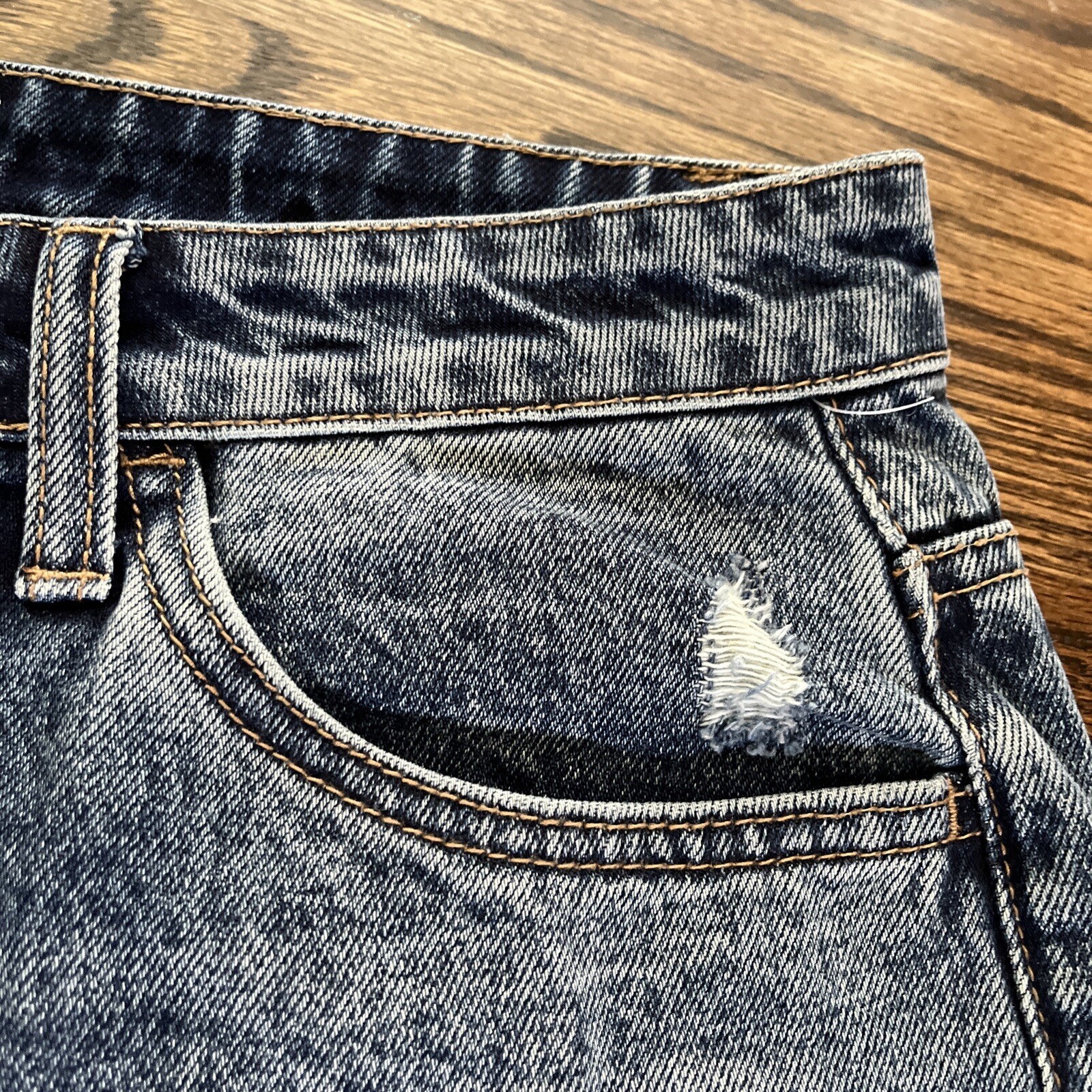 Bridge by Gly Denim Blue Jeans Distressed High Rise Mom Fit 33 X 30