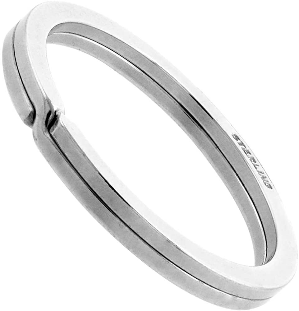 925 Sterling Silver Split Ring Keyring Key Chain High Quality 1 1/4inch 33mm