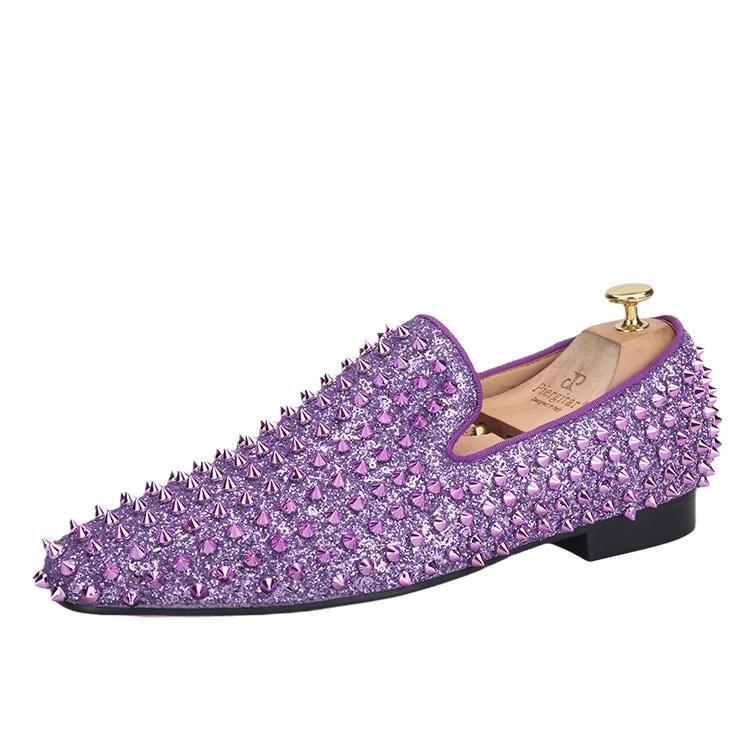 Runway Loafers Men’s Rivets Wedding Slip On Loafer Spikes Dress Shoes Nightclub