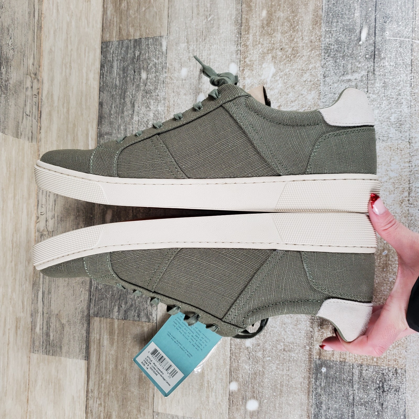 Toms Leandro Men’s Shoes Sz 14 Casual Lichen Green Heritage Canvas Sneakers