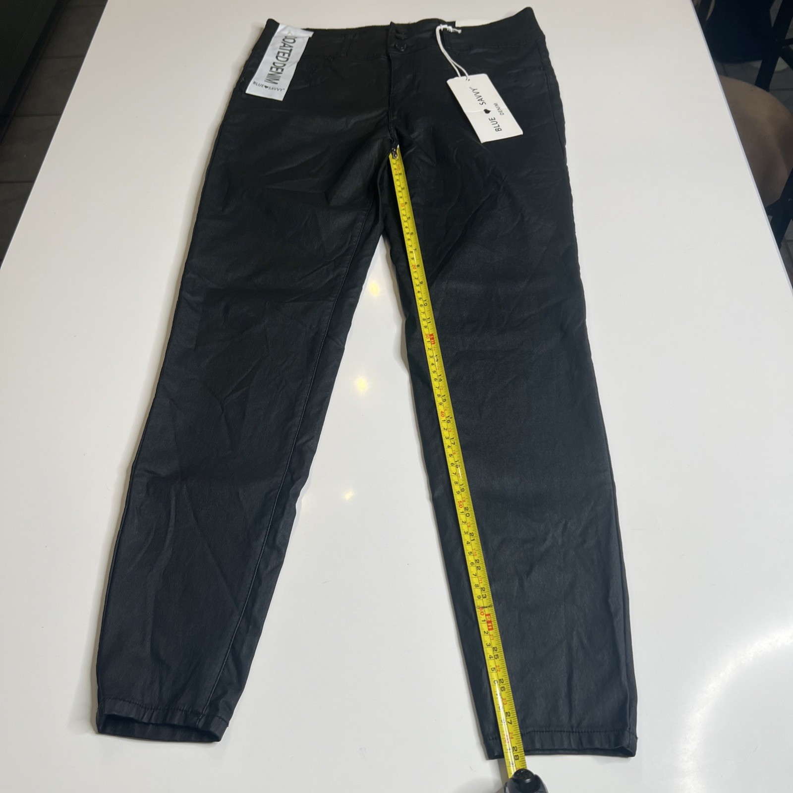 Juniors Blue Savvy Denim Stretchy Jeans 17/33 Coated Denim #834