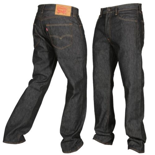 Levis 501 Shrink To Fit Button Fly Jeans Straight Leg Color Black Rigid 0226