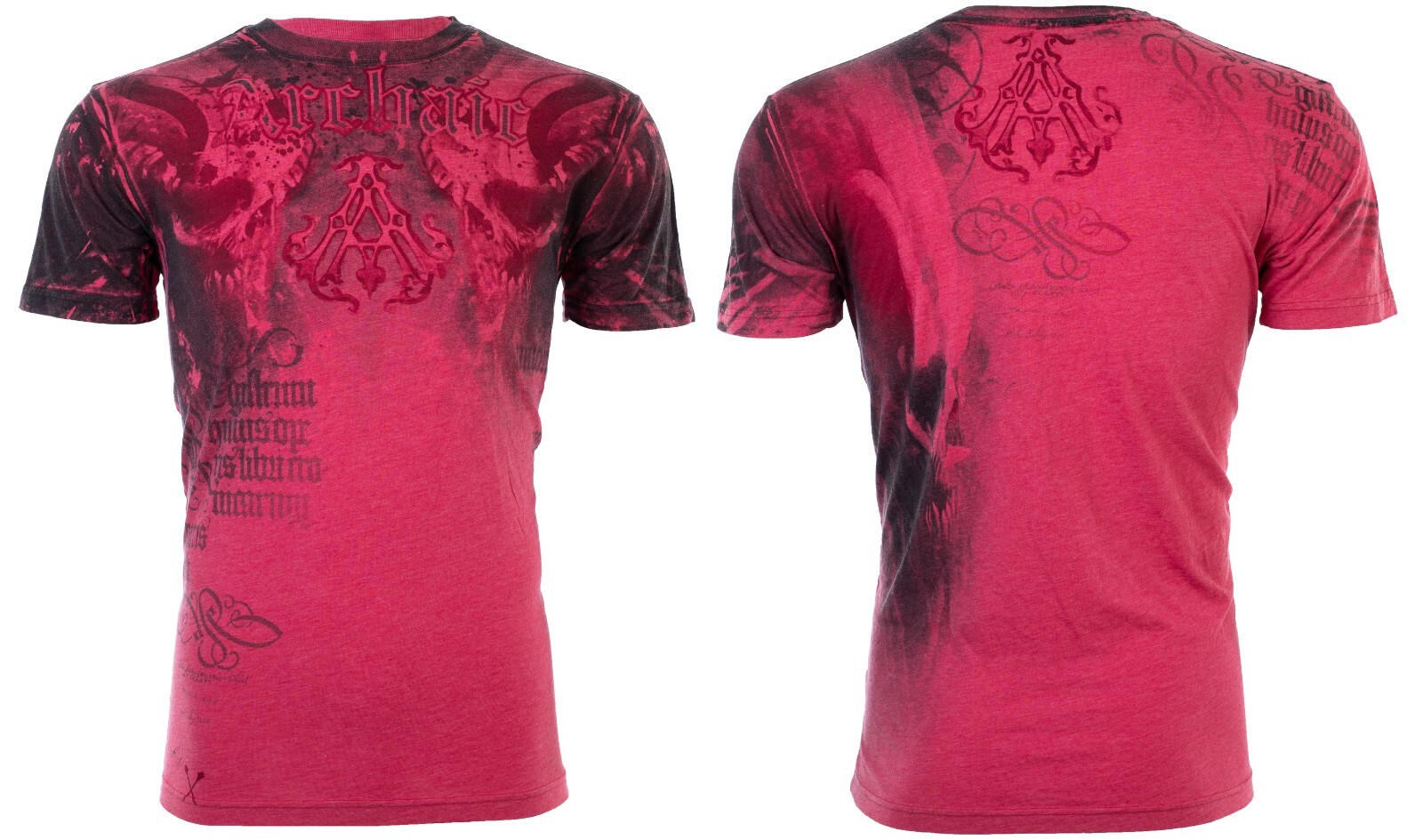 ARCHAIC by AFFLICTION Red NIGHTWATCHER Short Sleeve Slim Fit Y2K T-shirt NWT