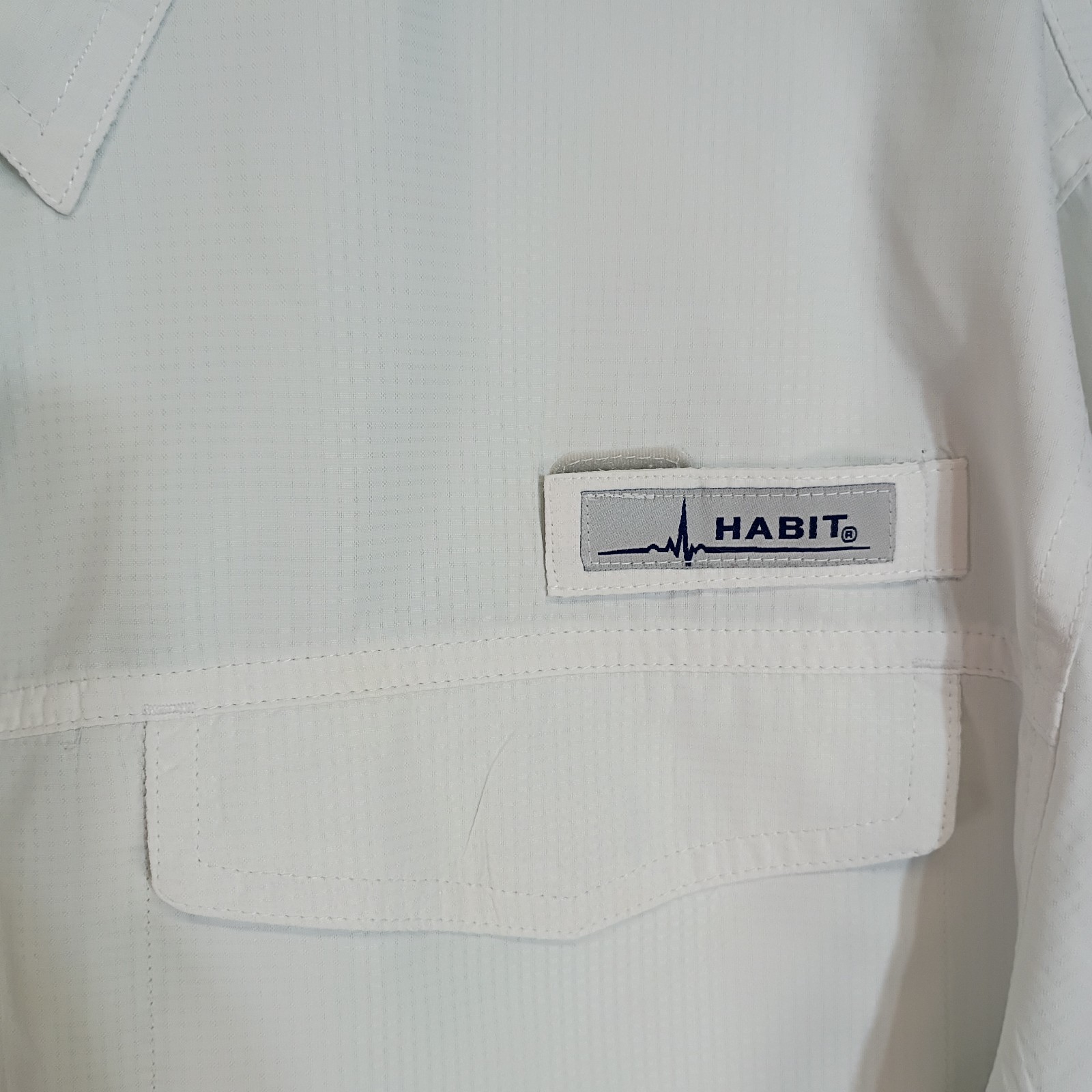 Habit L White Performance Fishing Shirt UPF 40+ Vented Solar Factor Utility Hike