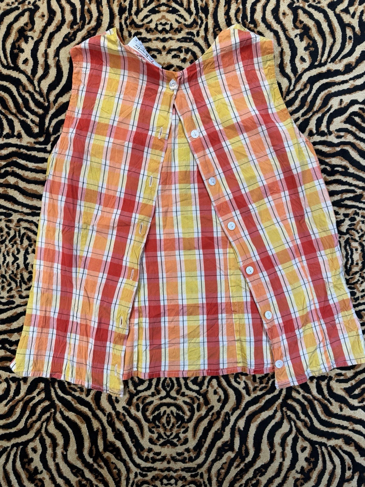 Talbots Petites Plaid Silk Sleeveless Button-Front Blouse, Petite 4