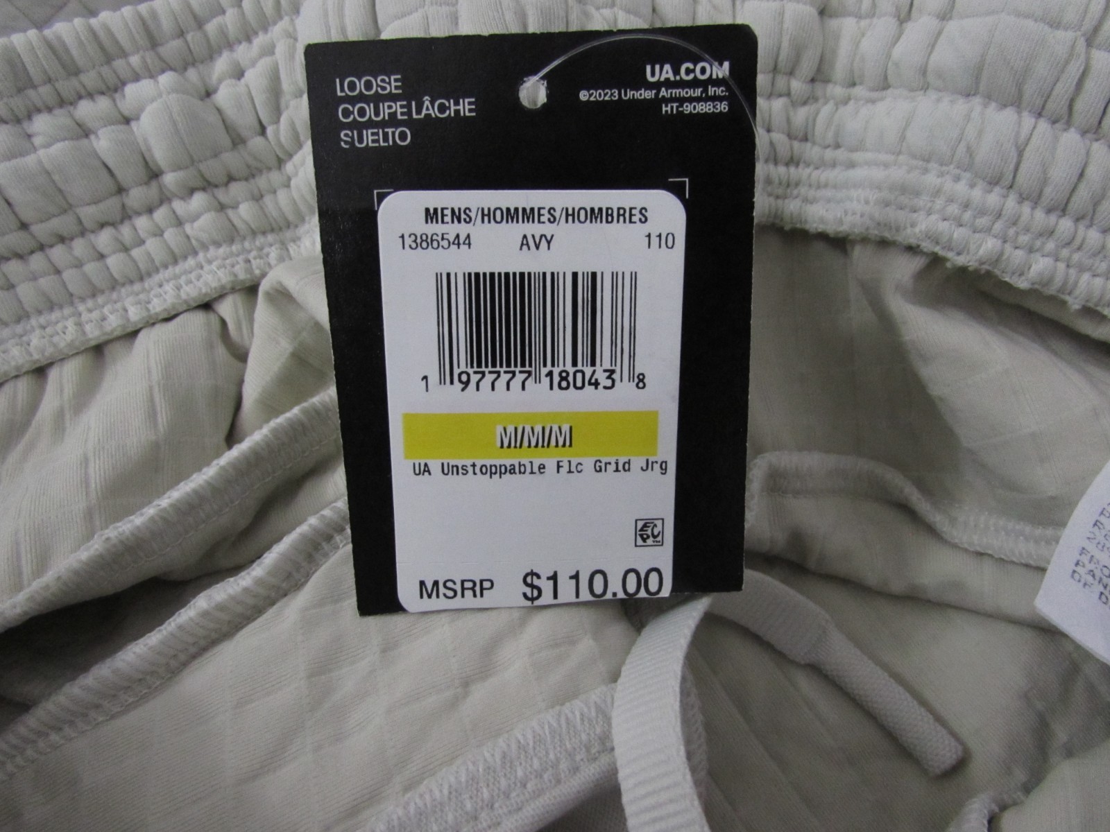 Under Armour Men’s Unstoppable Flc Grid Jogger Pants White Off 1386544 110 M